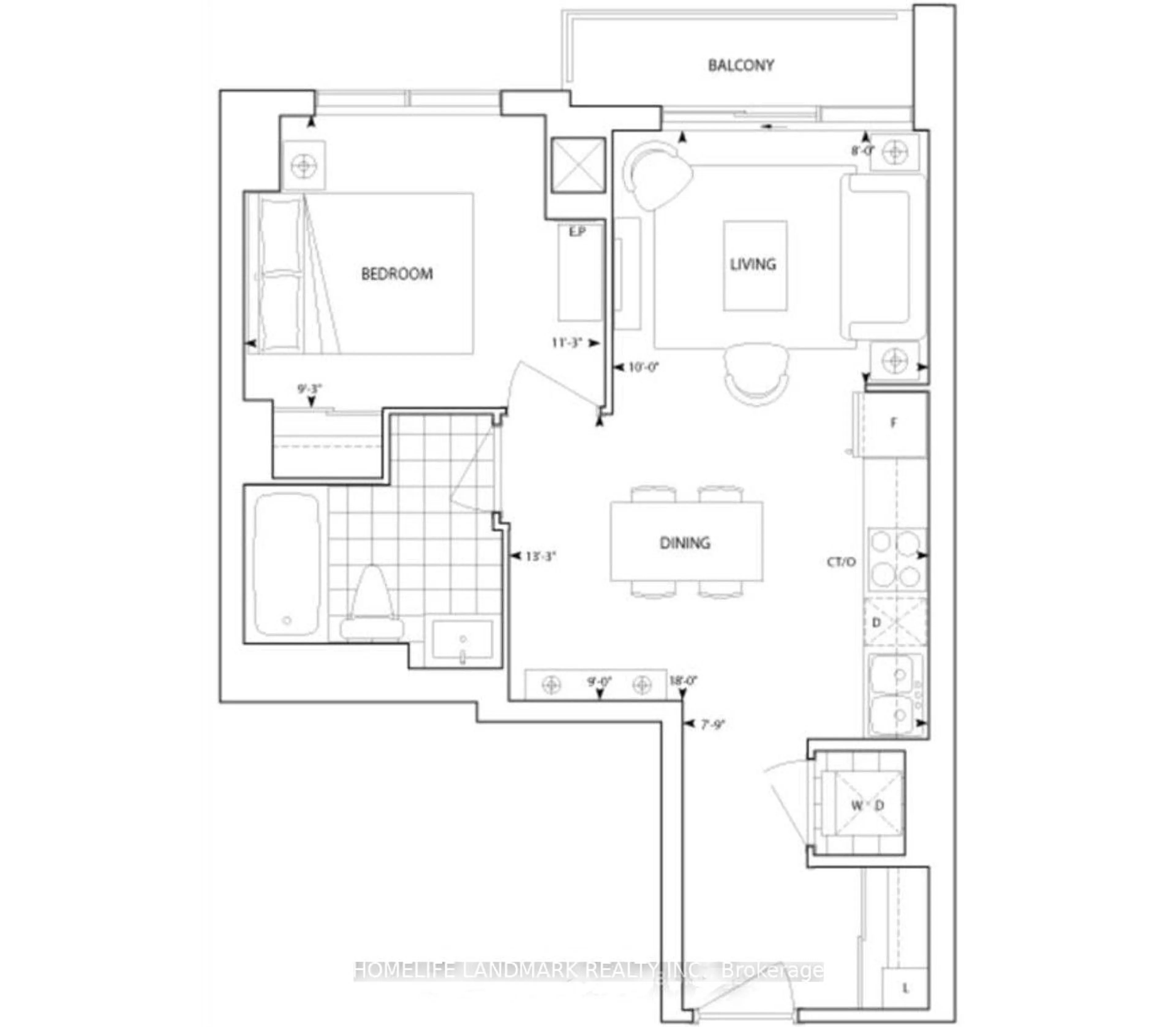 Floor plan for 255 Village Green Sq #1609, Toronto Ontario M1S 0L7