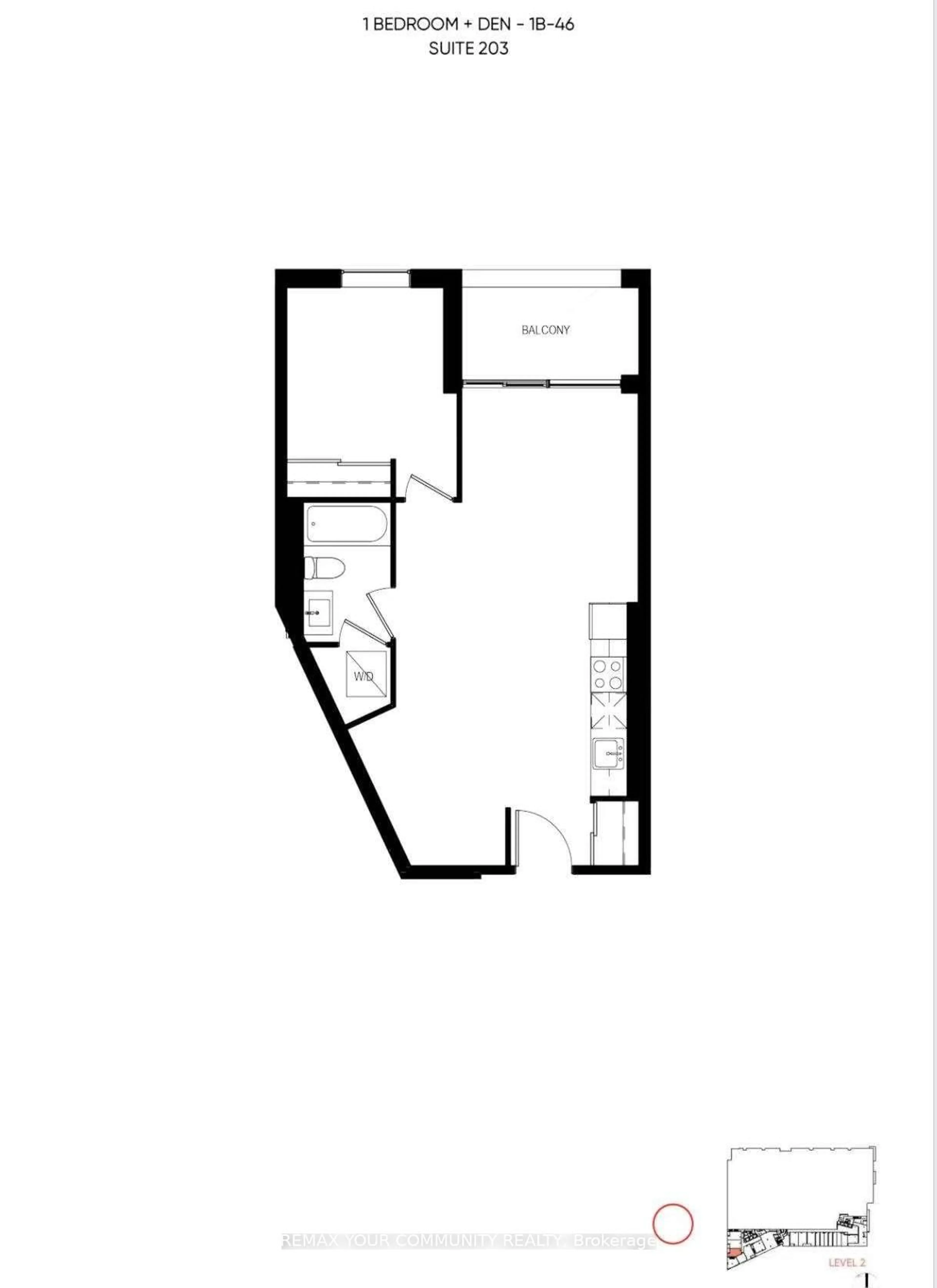 Floor plan for 1050 Eastern Ave #203, Toronto Ontario M4L 0B7