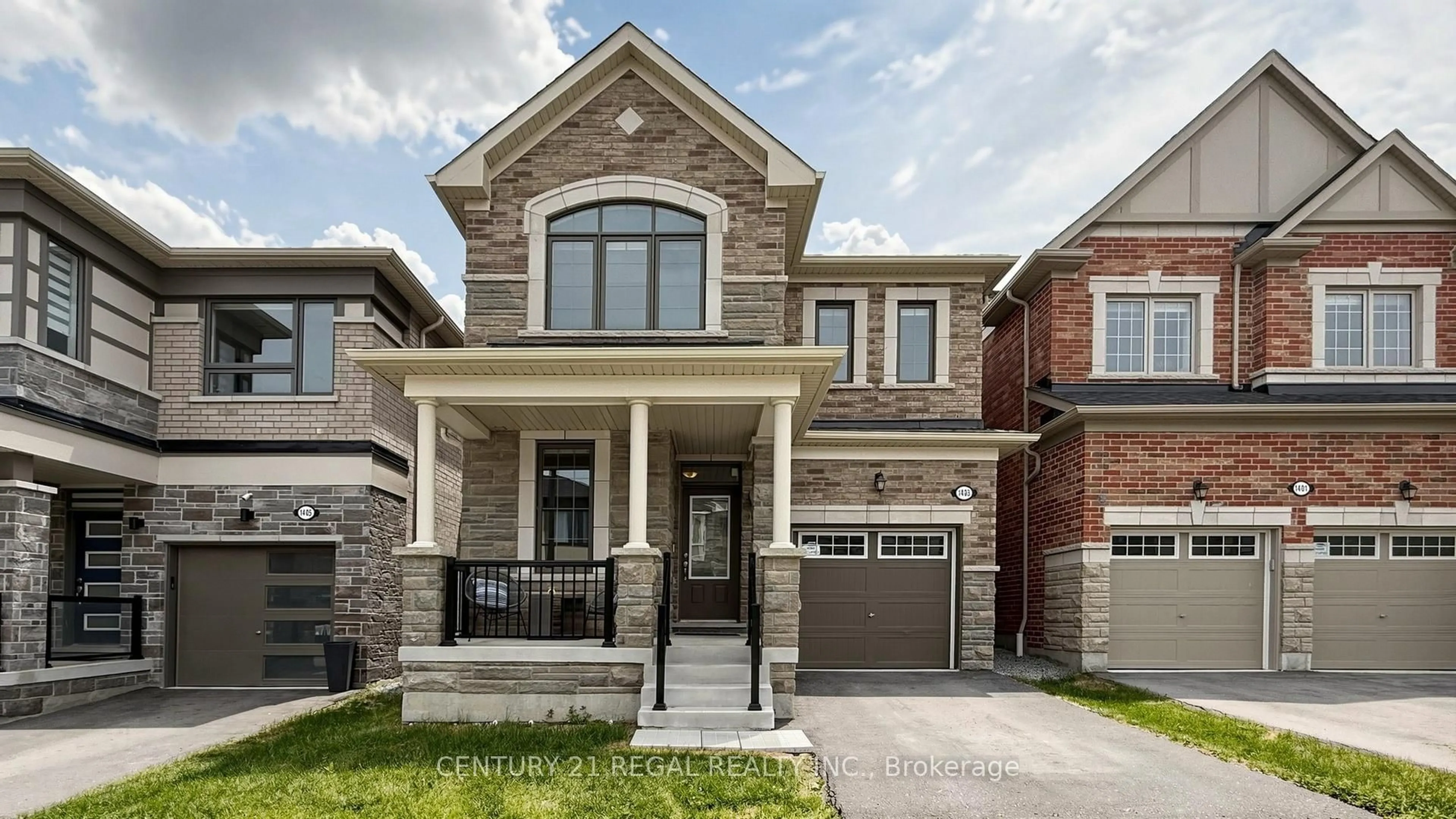 Home with brick exterior material, street for 1403 Longspur Tr, Pickering Ontario L1X 0N2