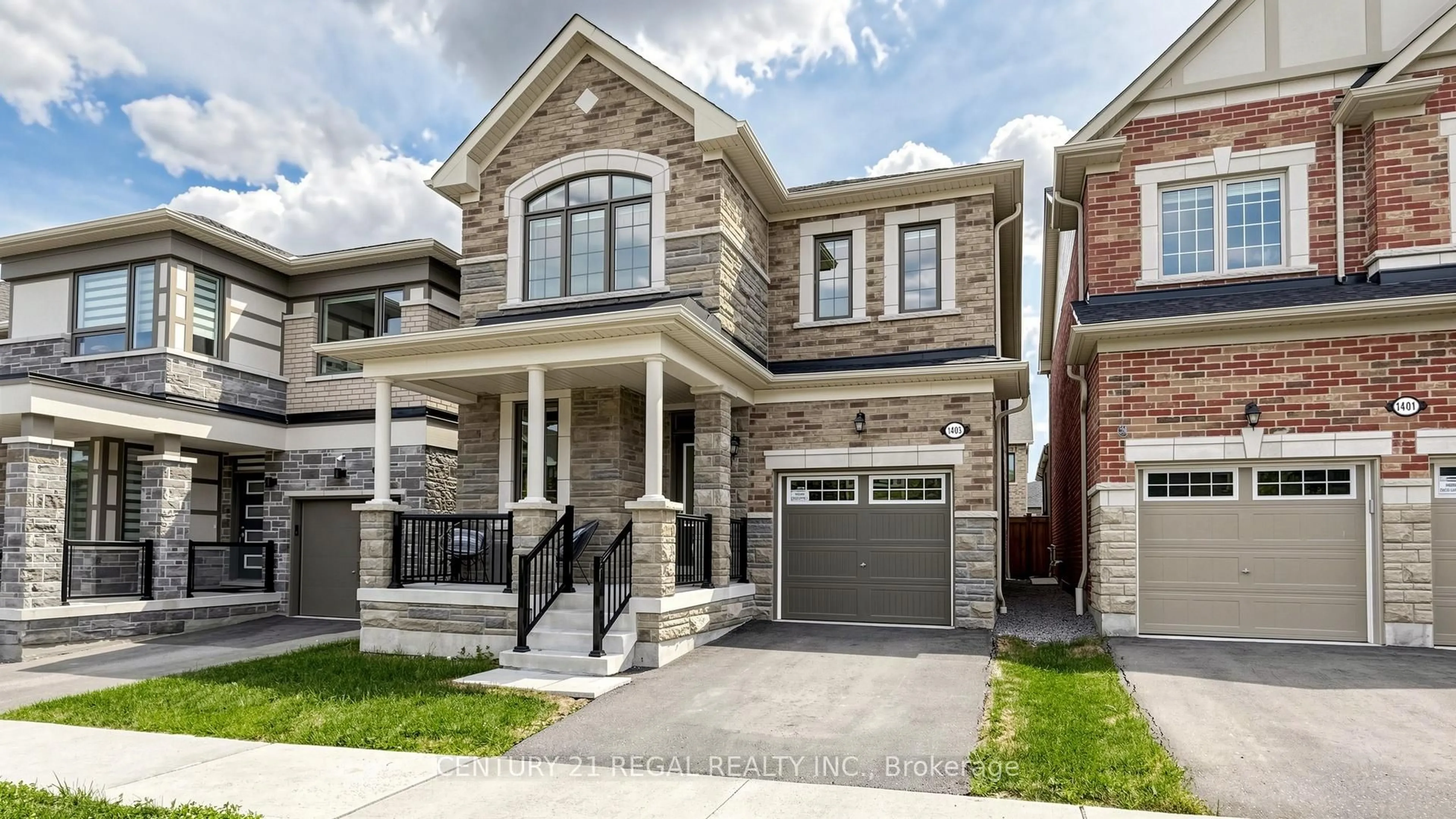 Home with brick exterior material, street for 1403 Longspur Tr, Pickering Ontario L1X 0N2