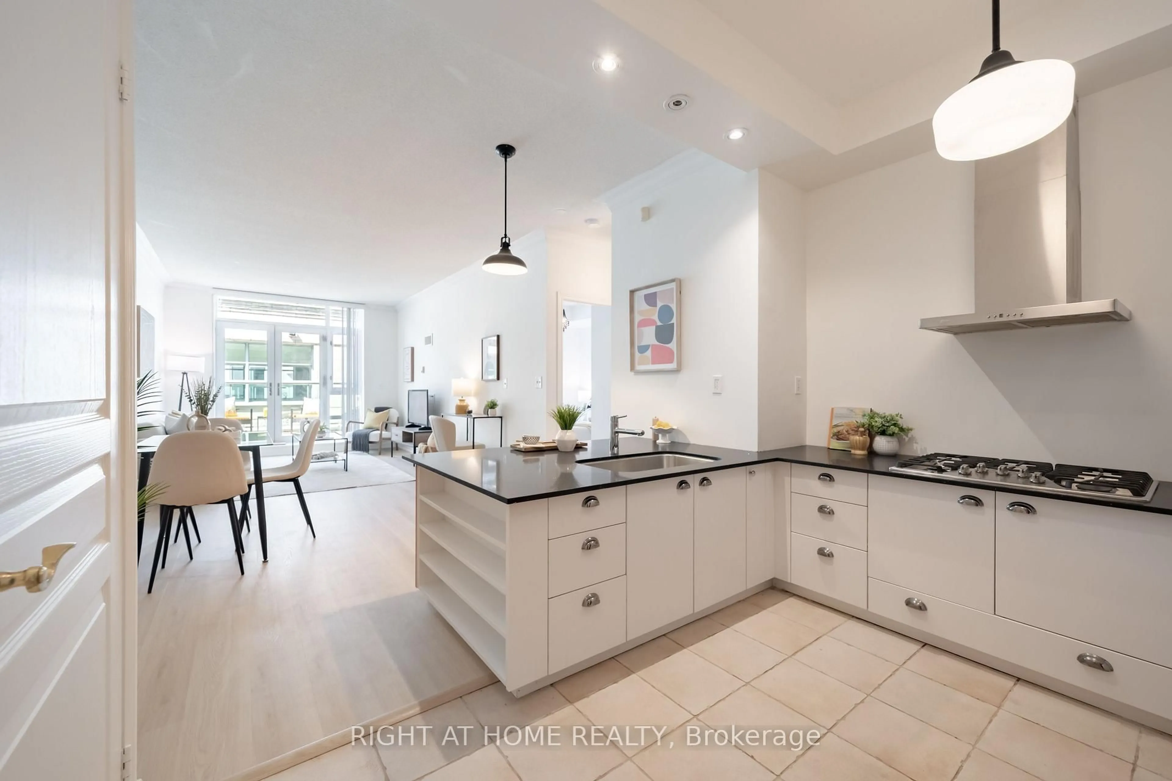 Contemporary kitchen, ceramic/tile floor for 35 Boardwalk Dr #202, Toronto Ontario M4L 3Y8