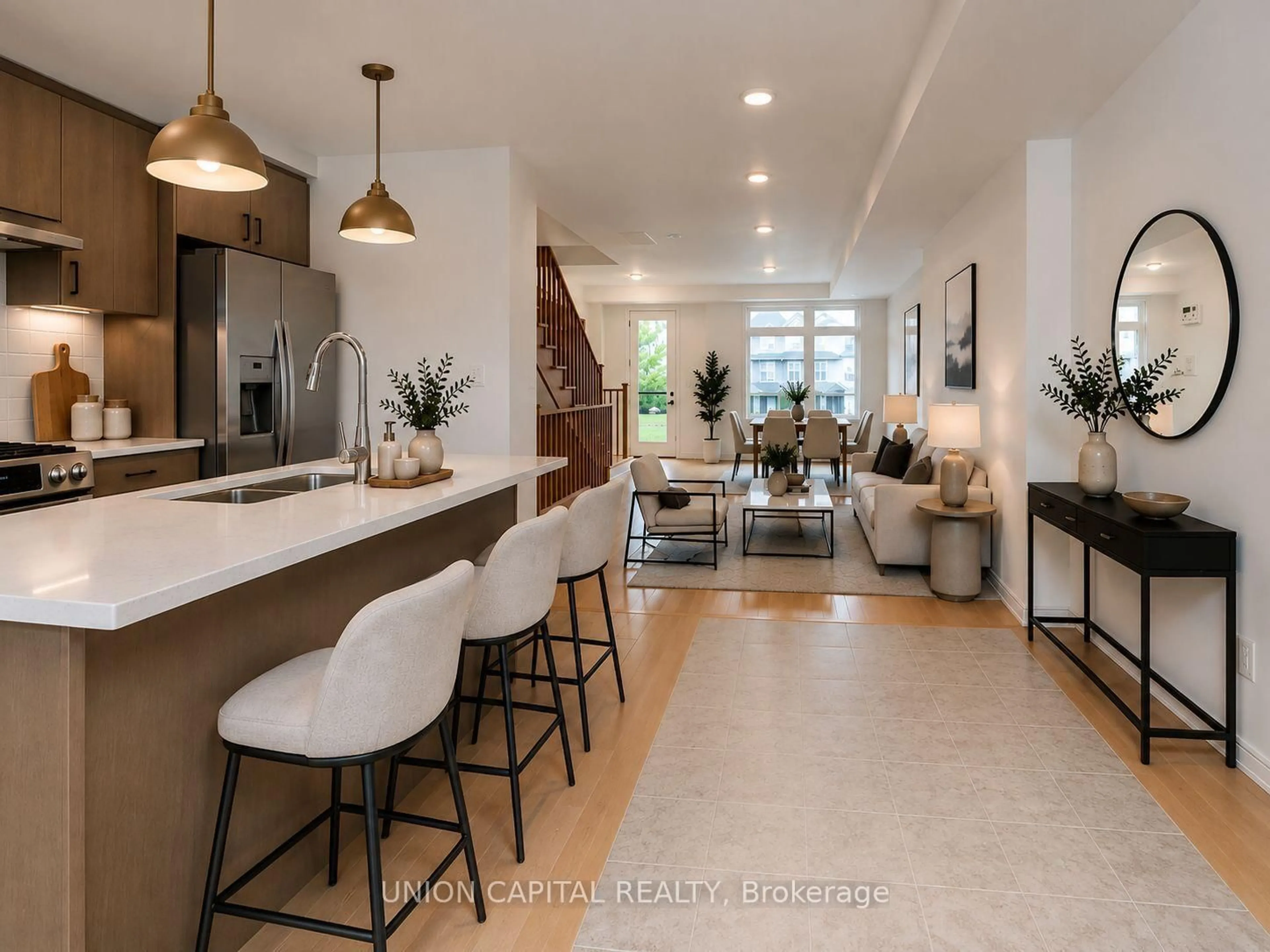 Open concept kitchen, ceramic/tile floor for 83 Sorbara Way, Whitby Ontario L1M 2L1
