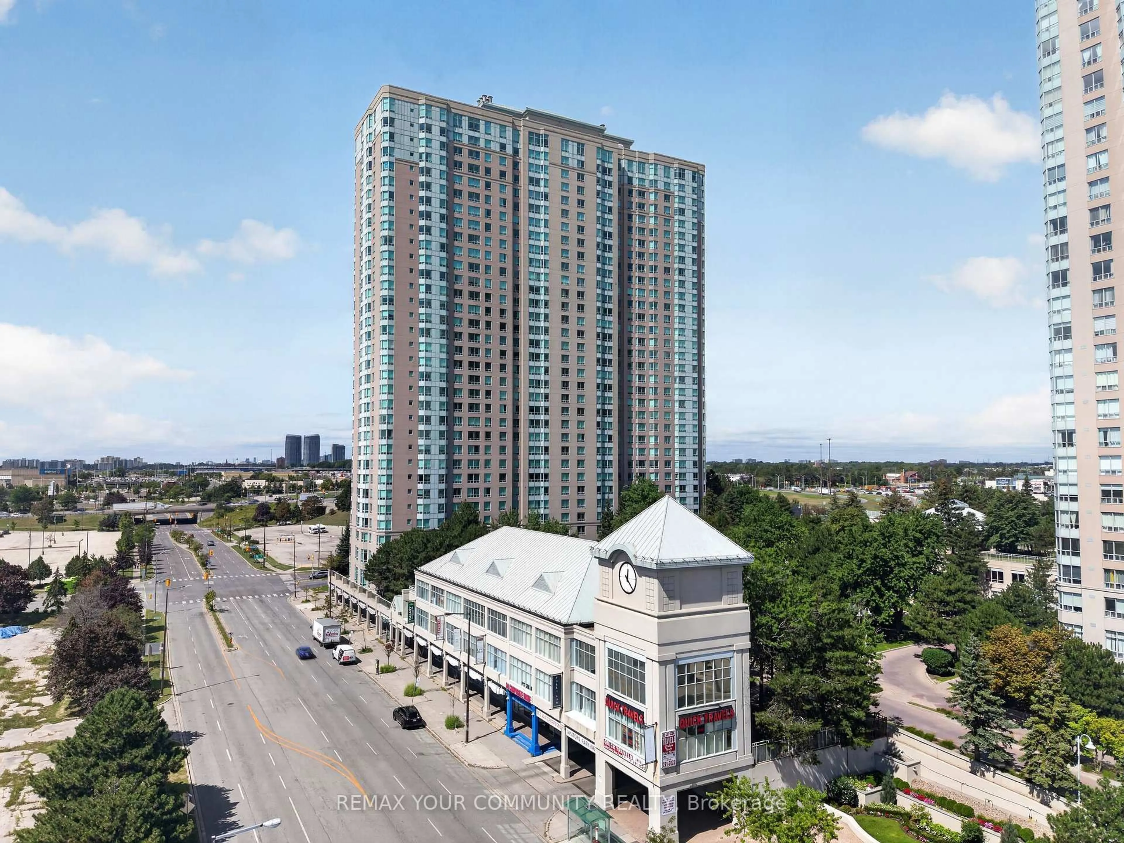 A pic from outside/outdoor area/front of a property/back of a property/a pic from drone, city buildings view from balcony for 68 Corporate Dr #1729, Toronto Ontario M1H 3H3