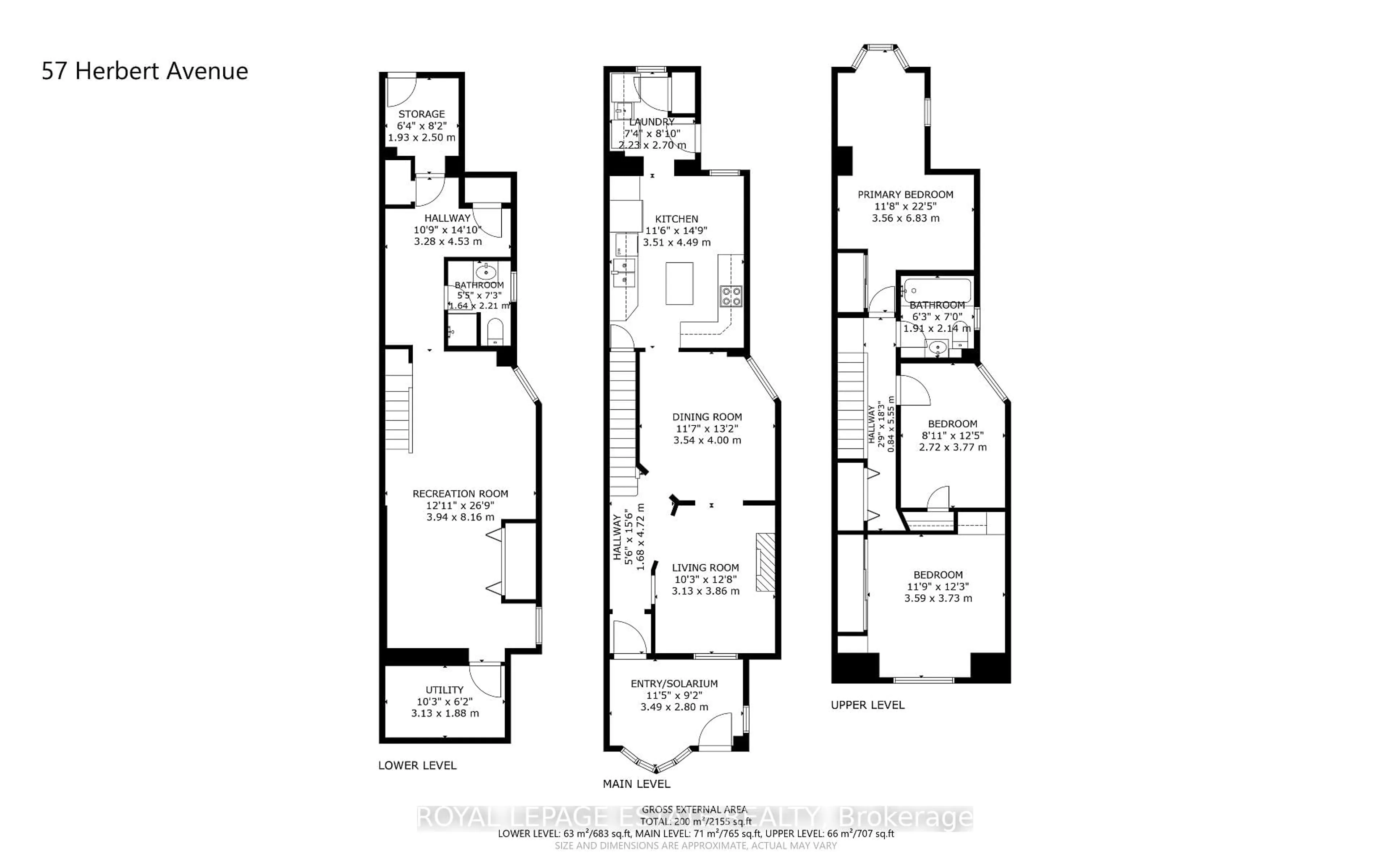 Floor plan for 57 Herbert Ave, Toronto Ontario M4L 3P8