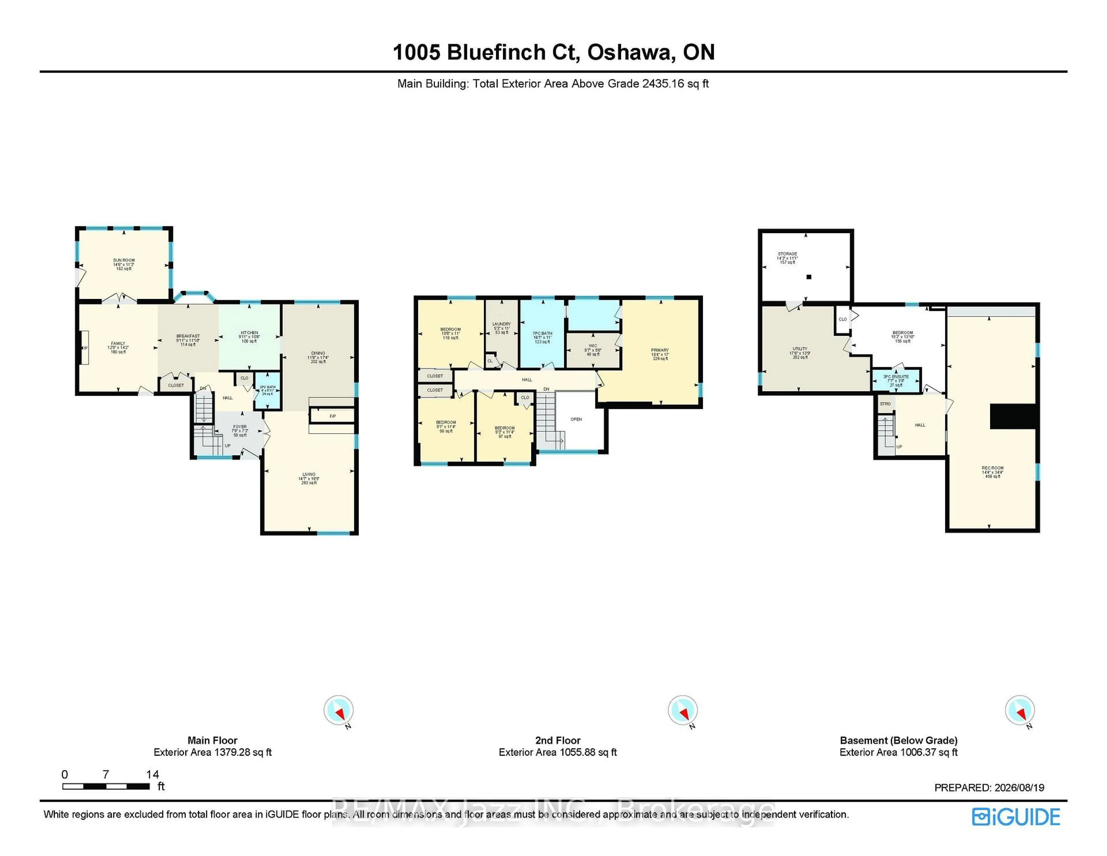 Floor plan for 1005 Bluefinch Crt, Oshawa Ontario L1G 6Y1