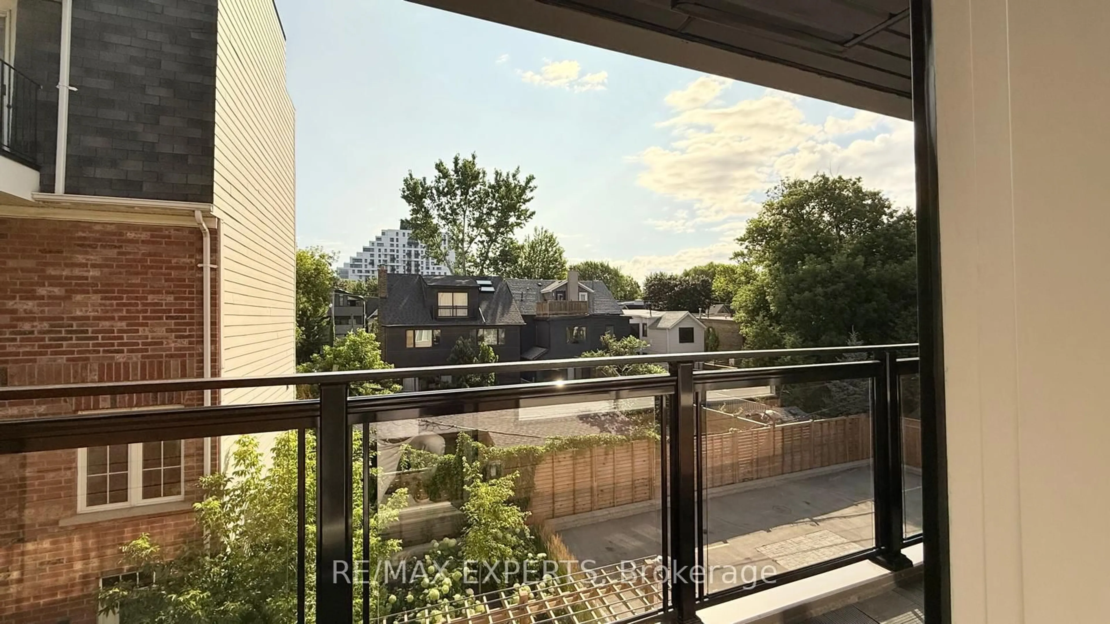 Balcony in the apartment, city buildings view from balcony for 45 Connaught Ave #404, Toronto Ontario M4L 2V8