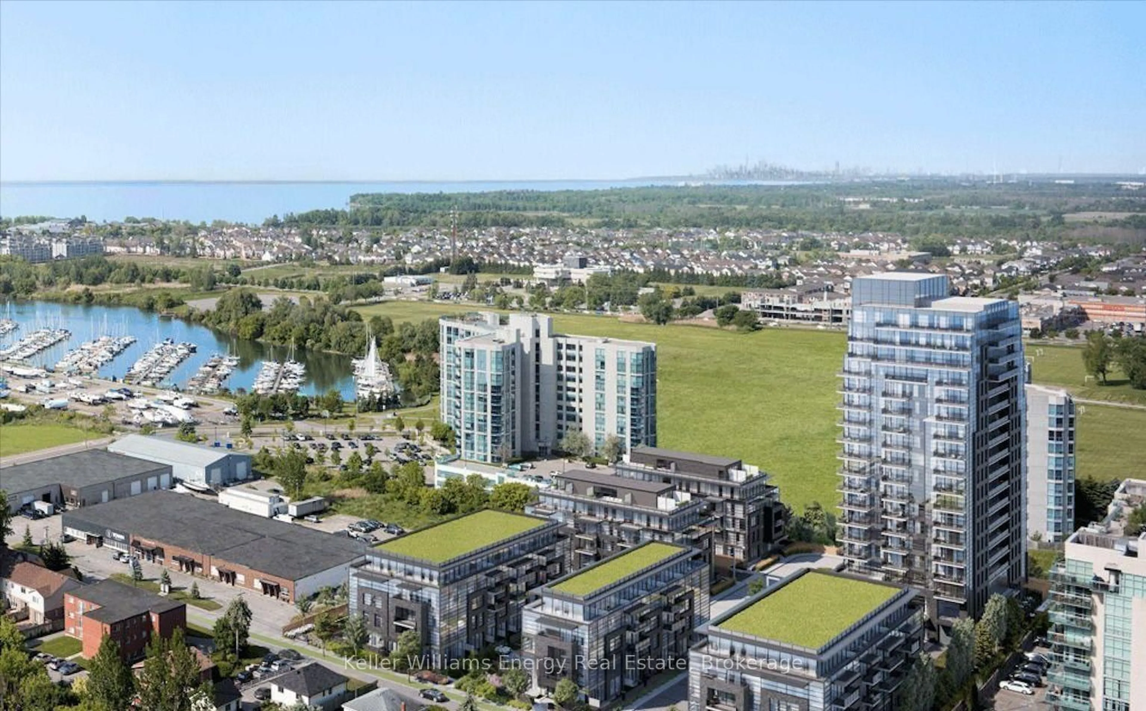 A pic from outside/outdoor area/front of a property/back of a property/a pic from drone, water/lake/river/ocean view for 1606 Charles St #810, Whitby Ontario L1N 0P1