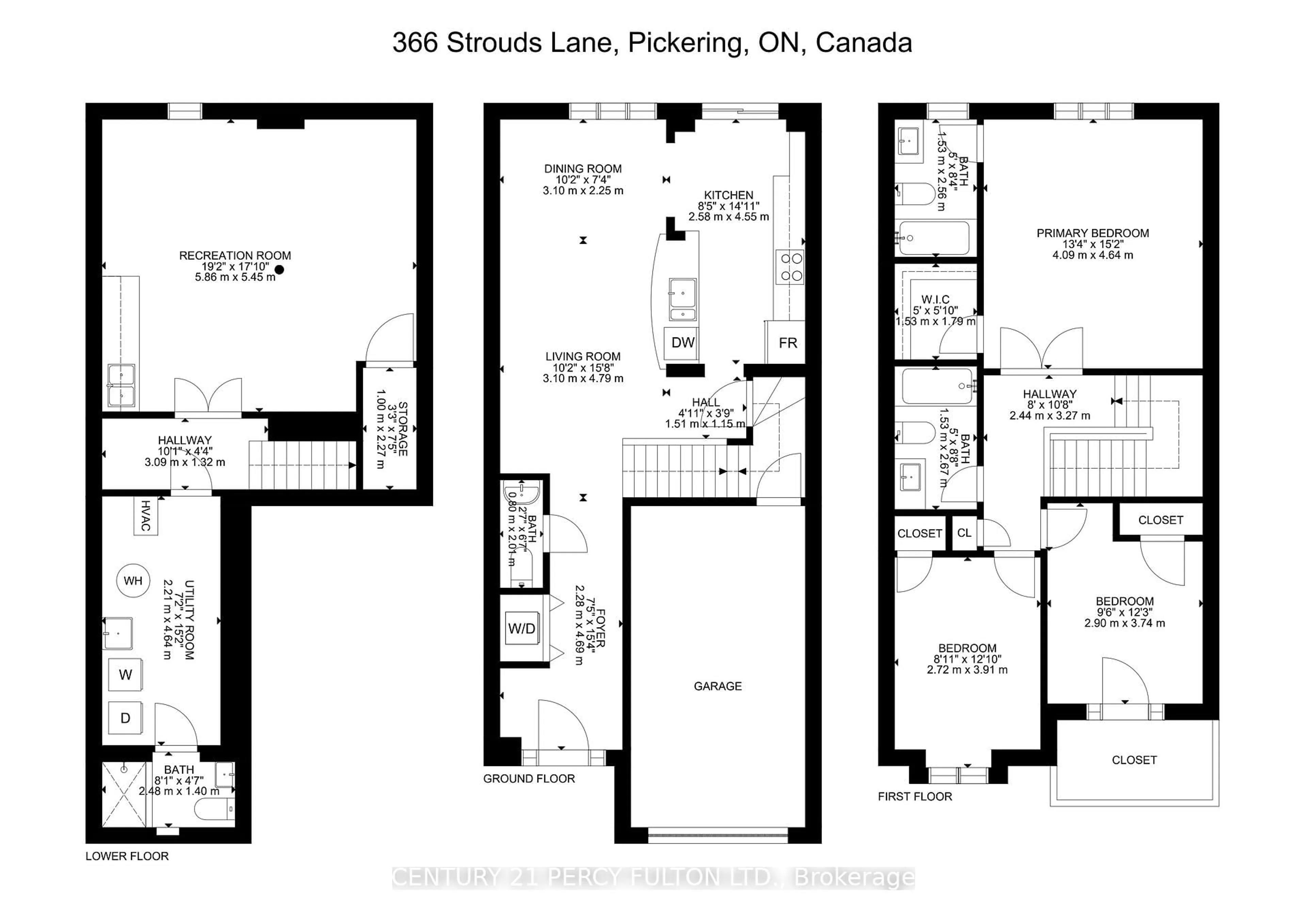 Floor plan for 366 Strouds Lane, Pickering Ontario L1V 7J2