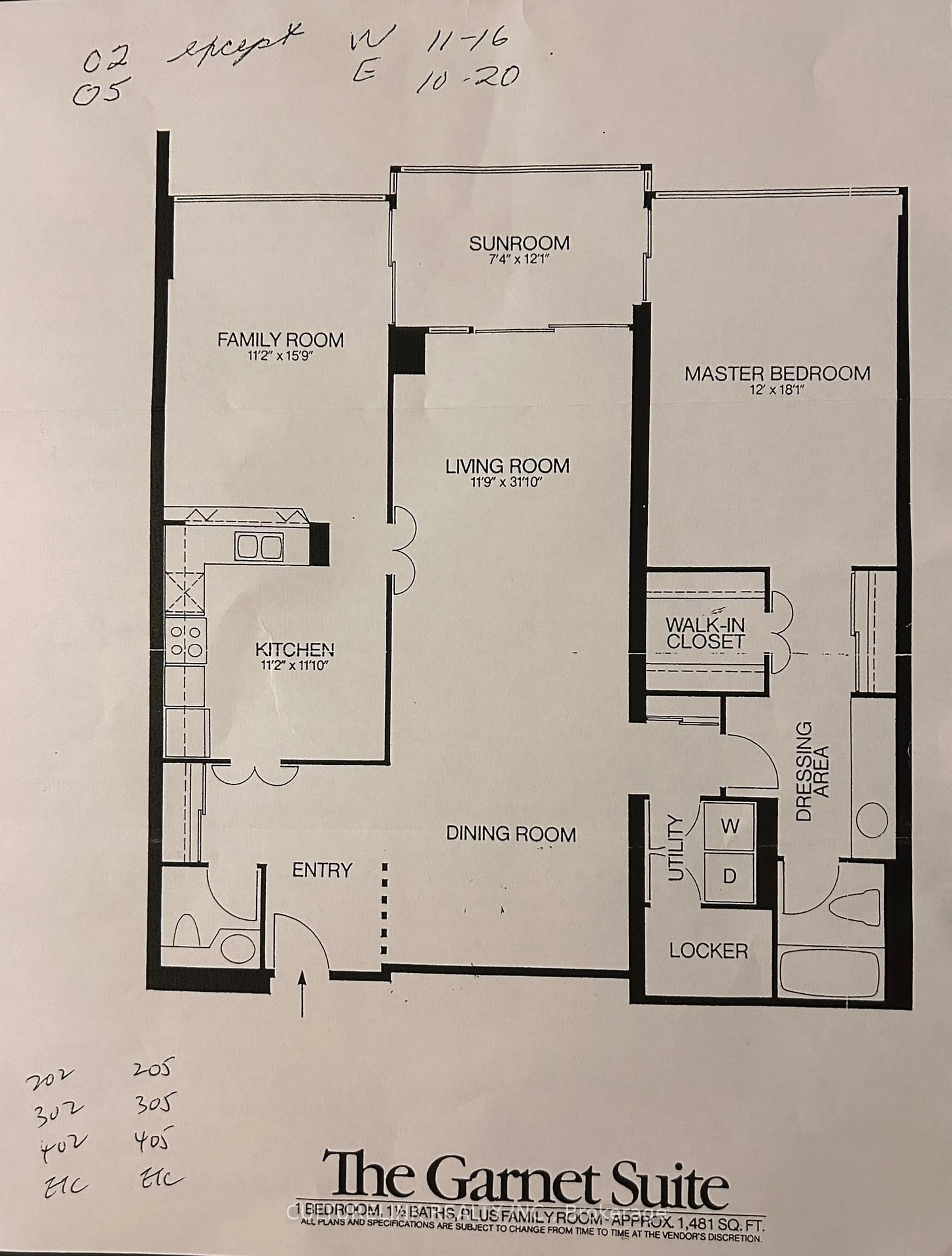 Floor plan for 255 Bamburgh Circ #1005, Toronto Ontario M1W 3T6