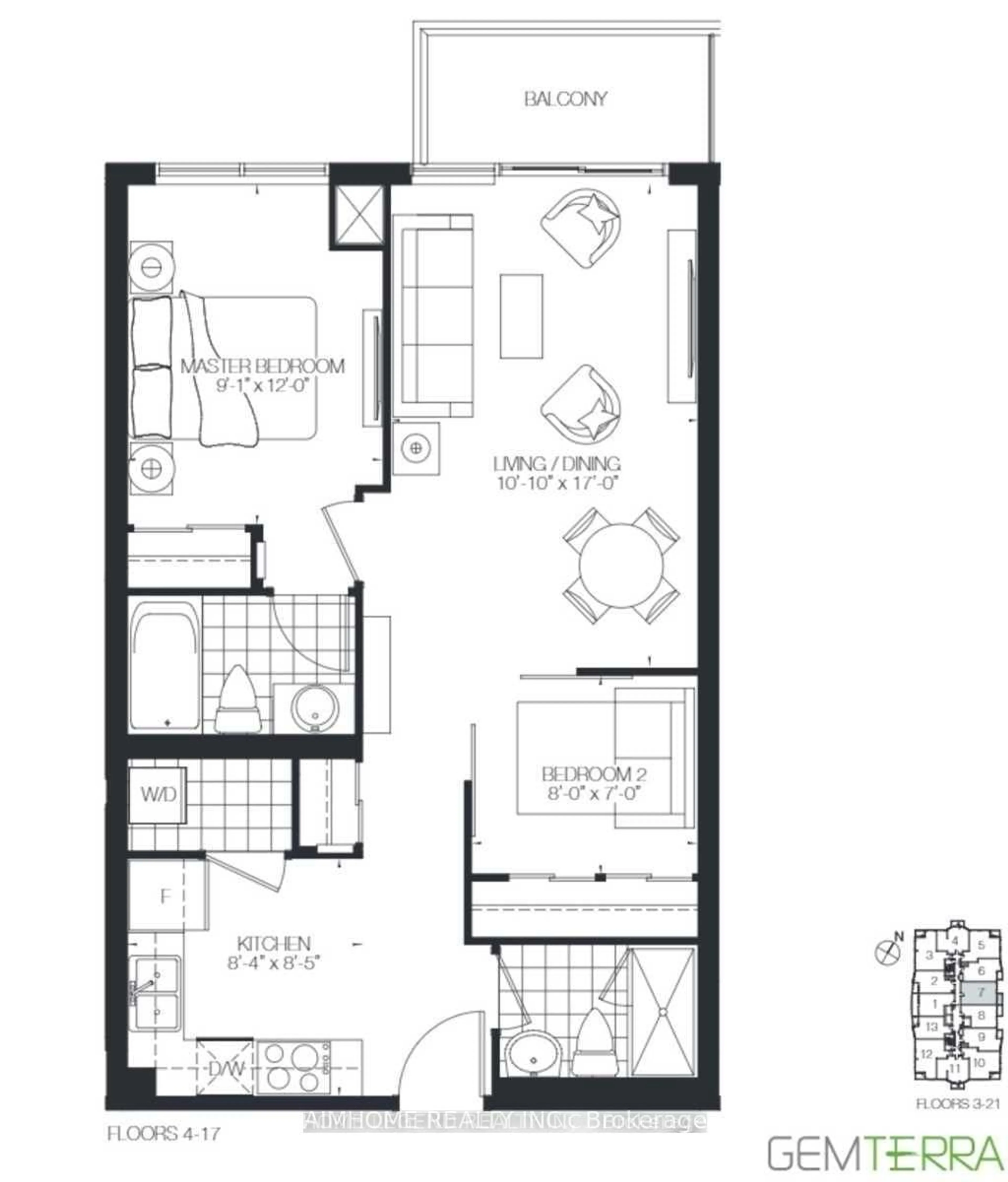 Floor plan for 195 Bonis Ave #2107, Toronto Ontario M1T 3W6