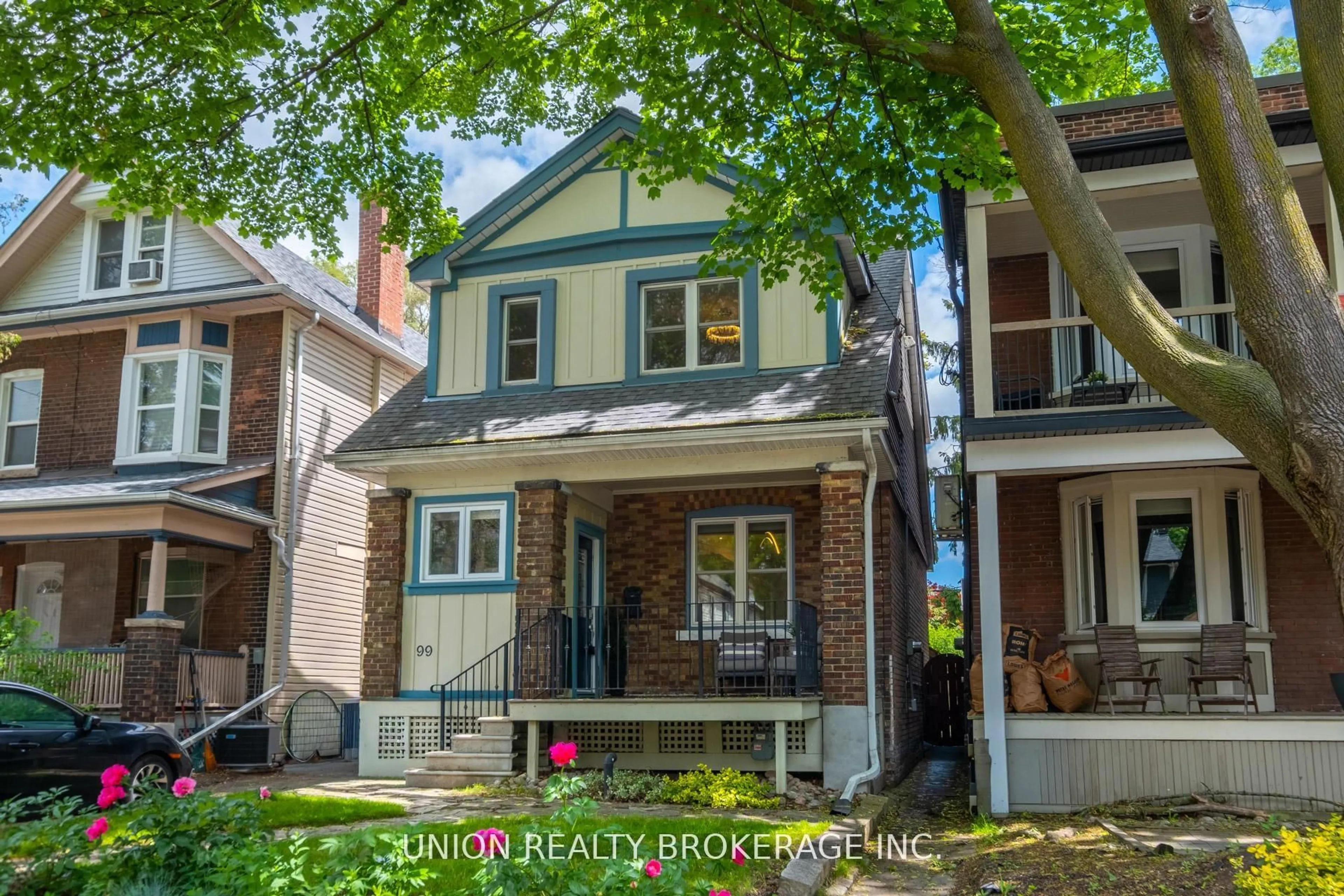 Home with brick exterior material, street for 99 Hiawatha Rd, Toronto Ontario M4L 2X7