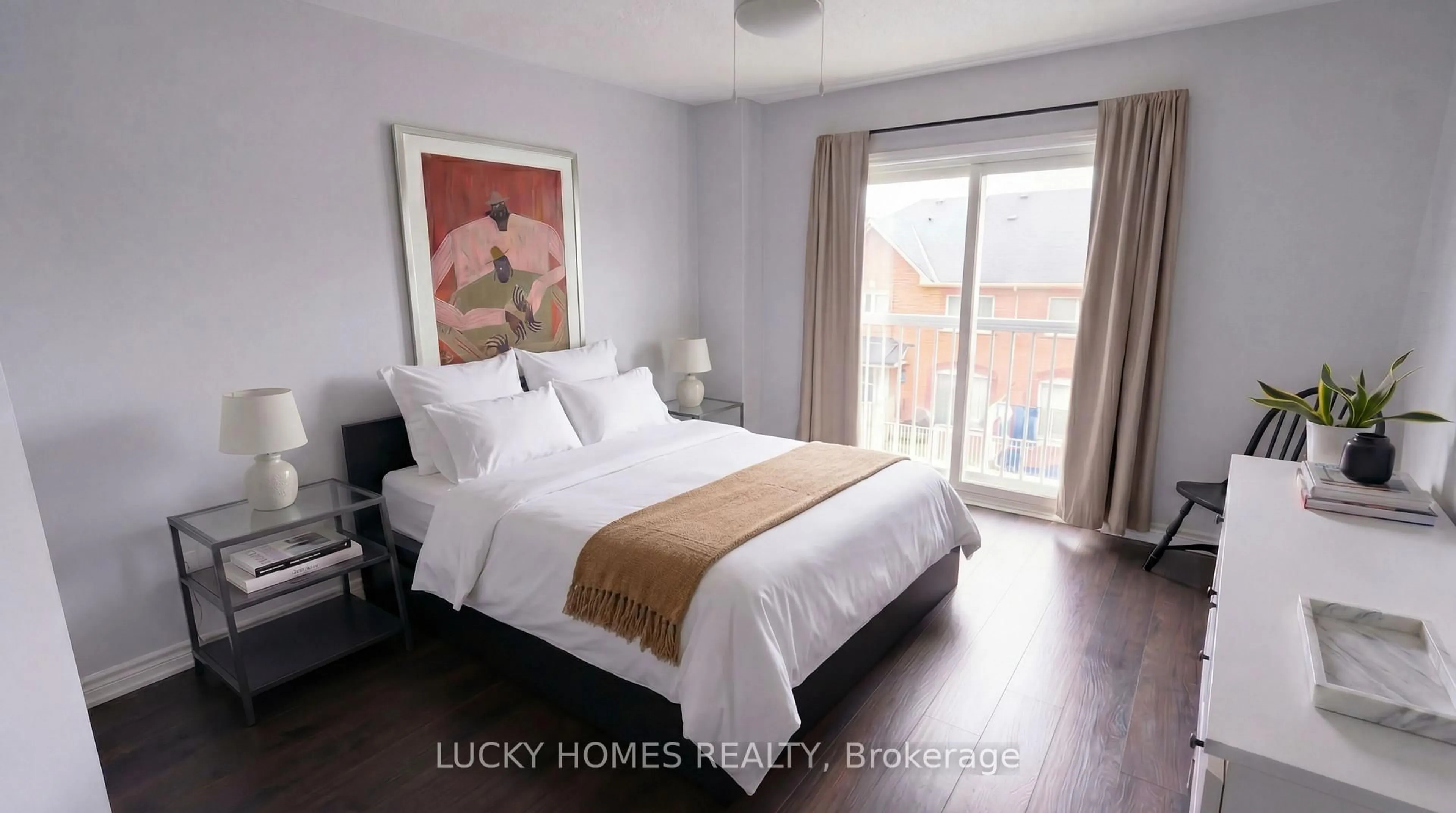 Bedroom with bed, wood/laminate floor for 1775 Valley Farm Rd Rd #76, Pickering Ontario L1V 7J9