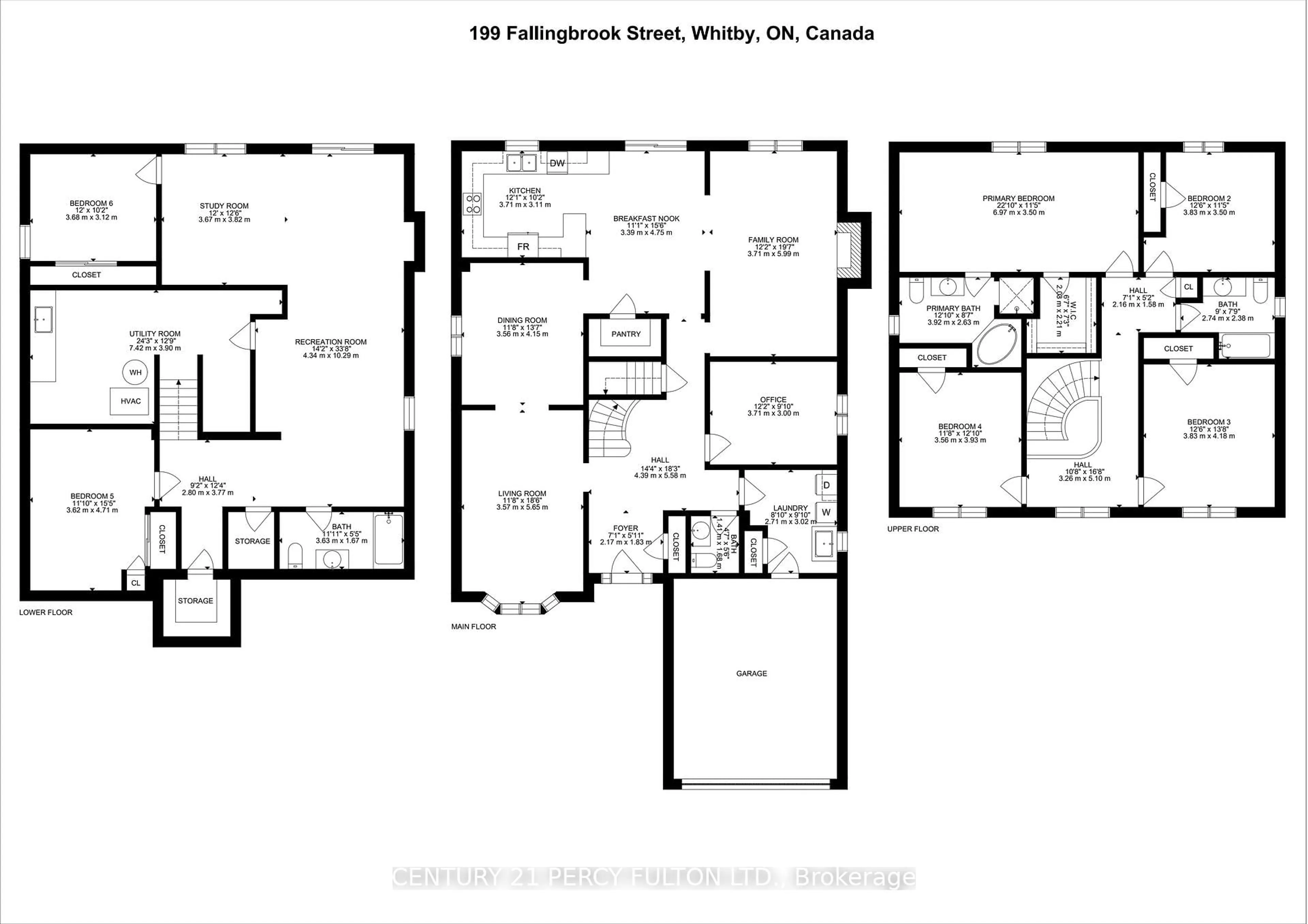 Floor plan for 199 Fallingbrook St, Whitby Ontario L1R 2B1