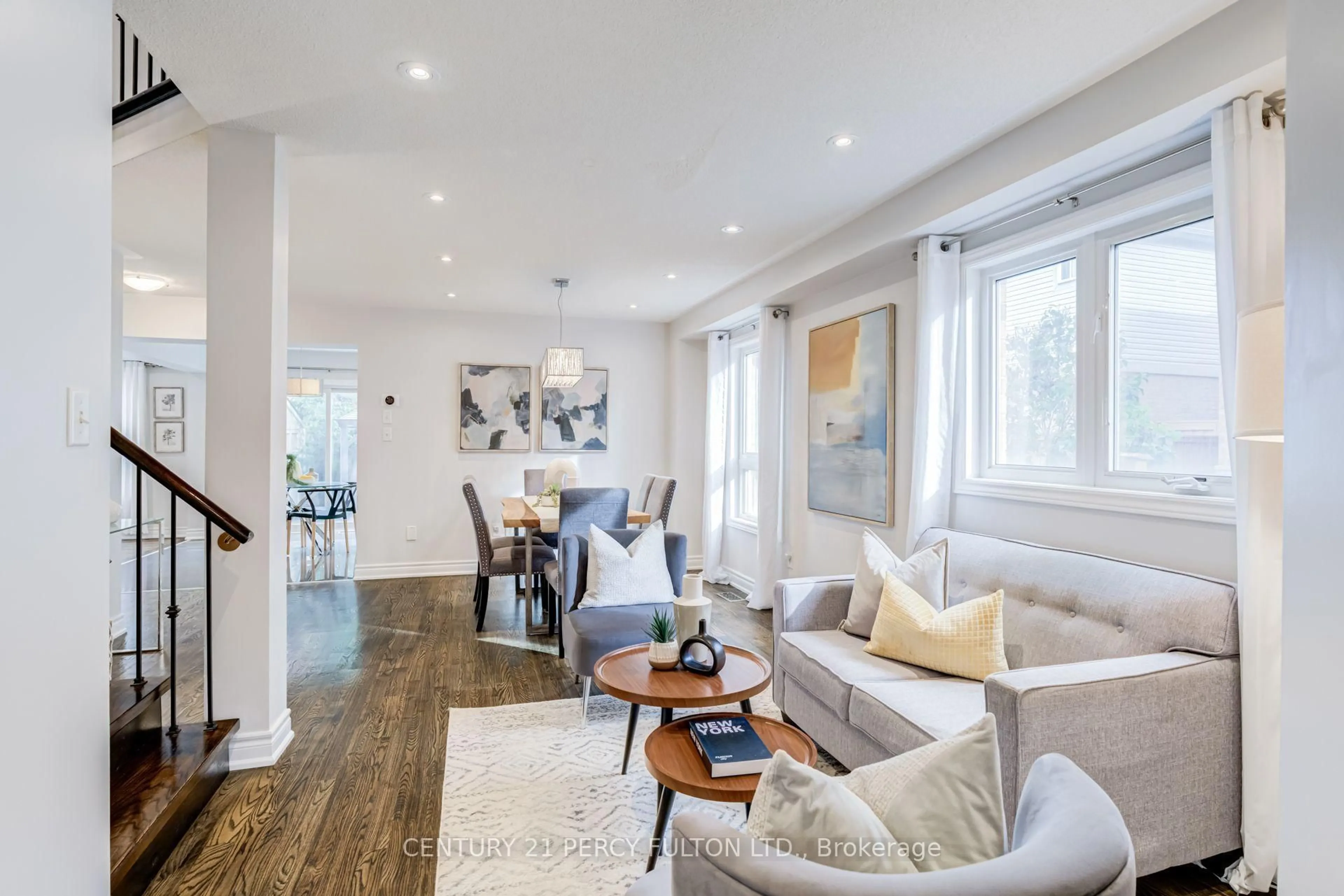 Living room with furniture, wood/laminate floor for 9 Urwin St, Ajax Ontario L1T 0G7