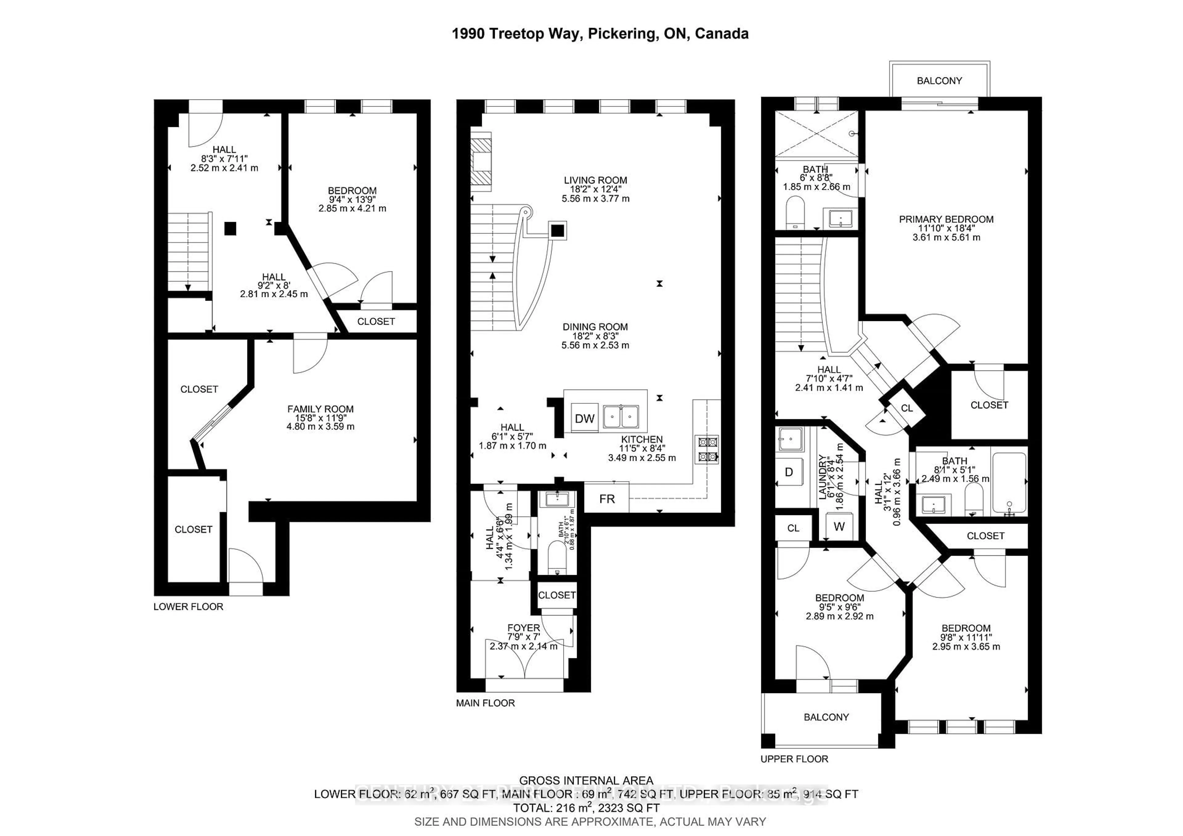 Floor plan for 1990 Treetop Way, Pickering Ontario L1V 7C8