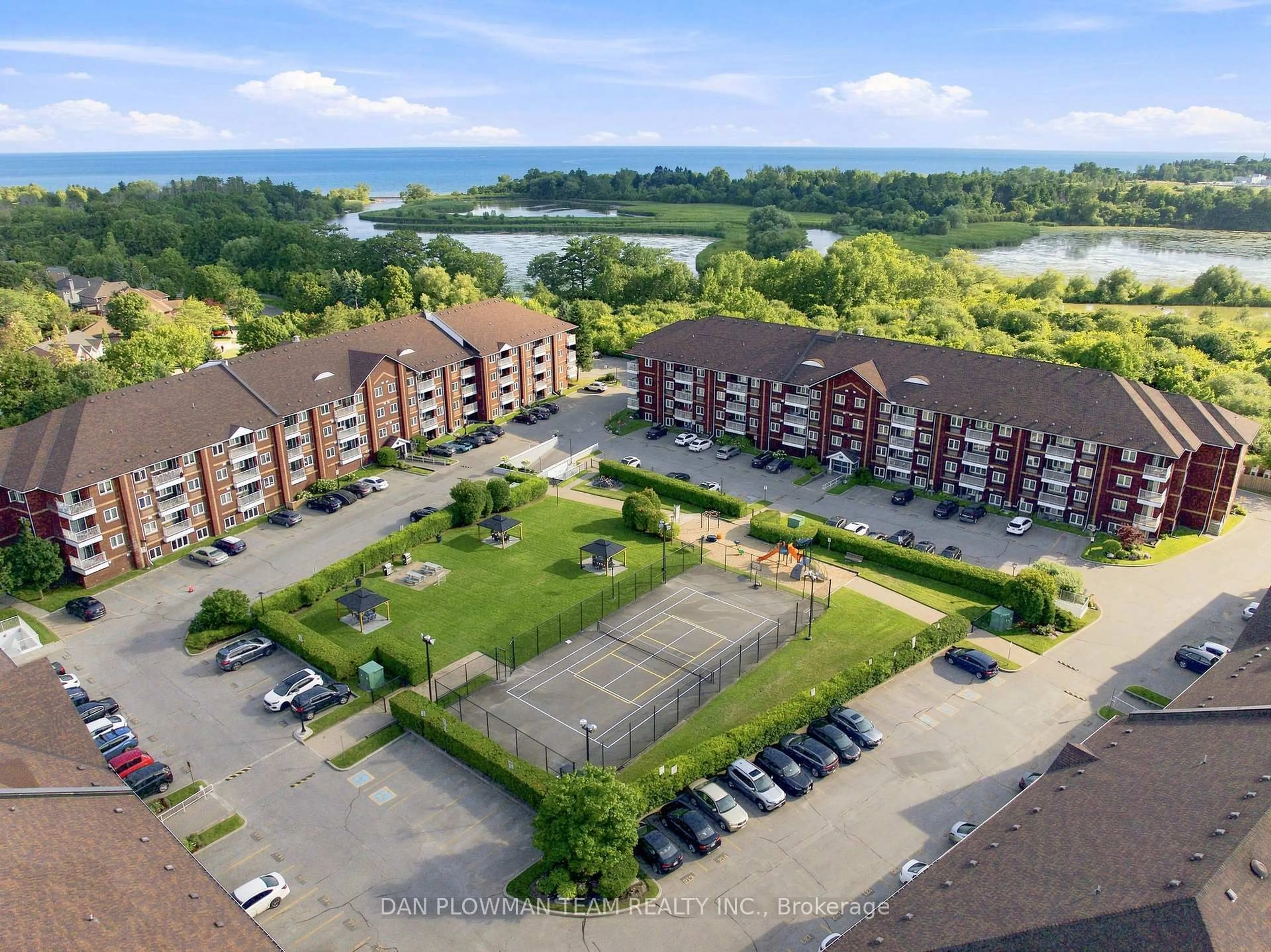 A pic from outside/outdoor area/front of a property/back of a property/a pic from drone, water/lake/river/ocean view for 191 Lake Driveway Dr #410, Ajax Ontario L1S 7H9