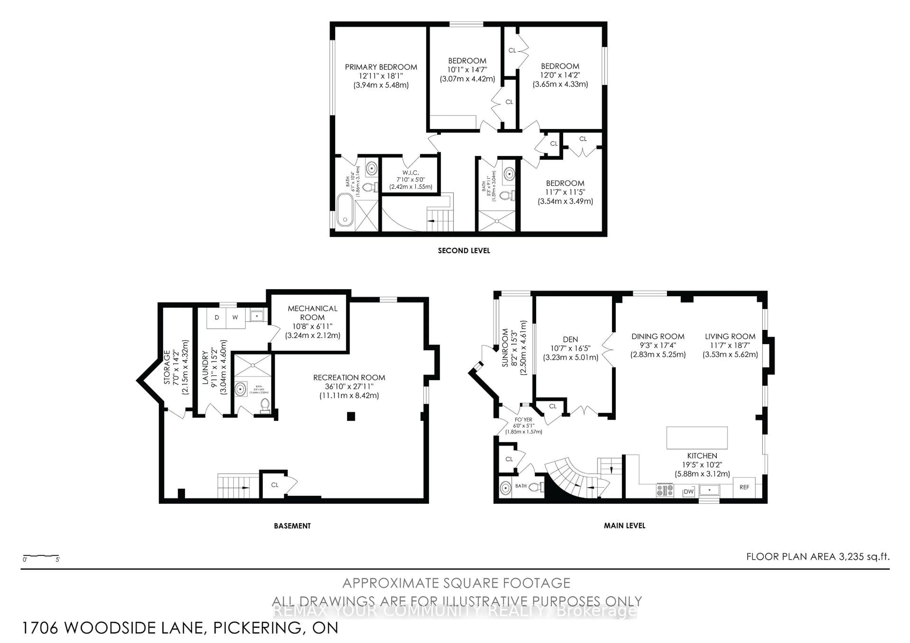 Floor plan for 1706 Woodside Lane, Pickering Ontario L1V 4W3