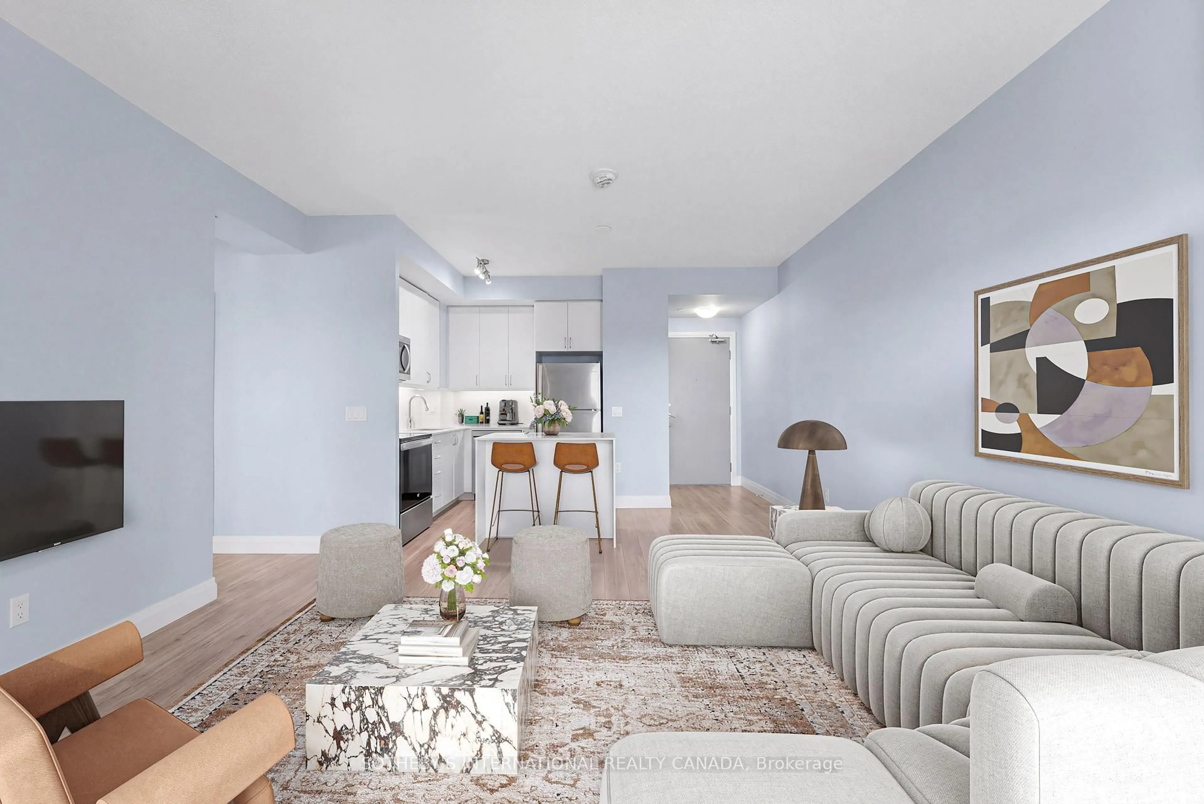 Living room with furniture, unknown for 3220 Sheppard Ave #809, Toronto Ontario M1T 0B7