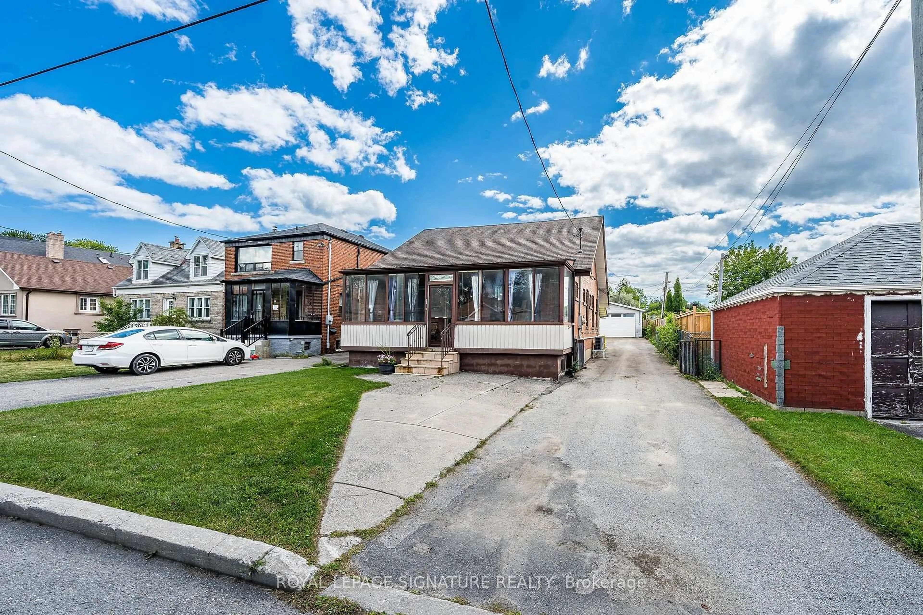 A pic from outside/outdoor area/front of a property/back of a property/a pic from drone, street for 1 Davidson Ave, Toronto Ontario M1K 1C2