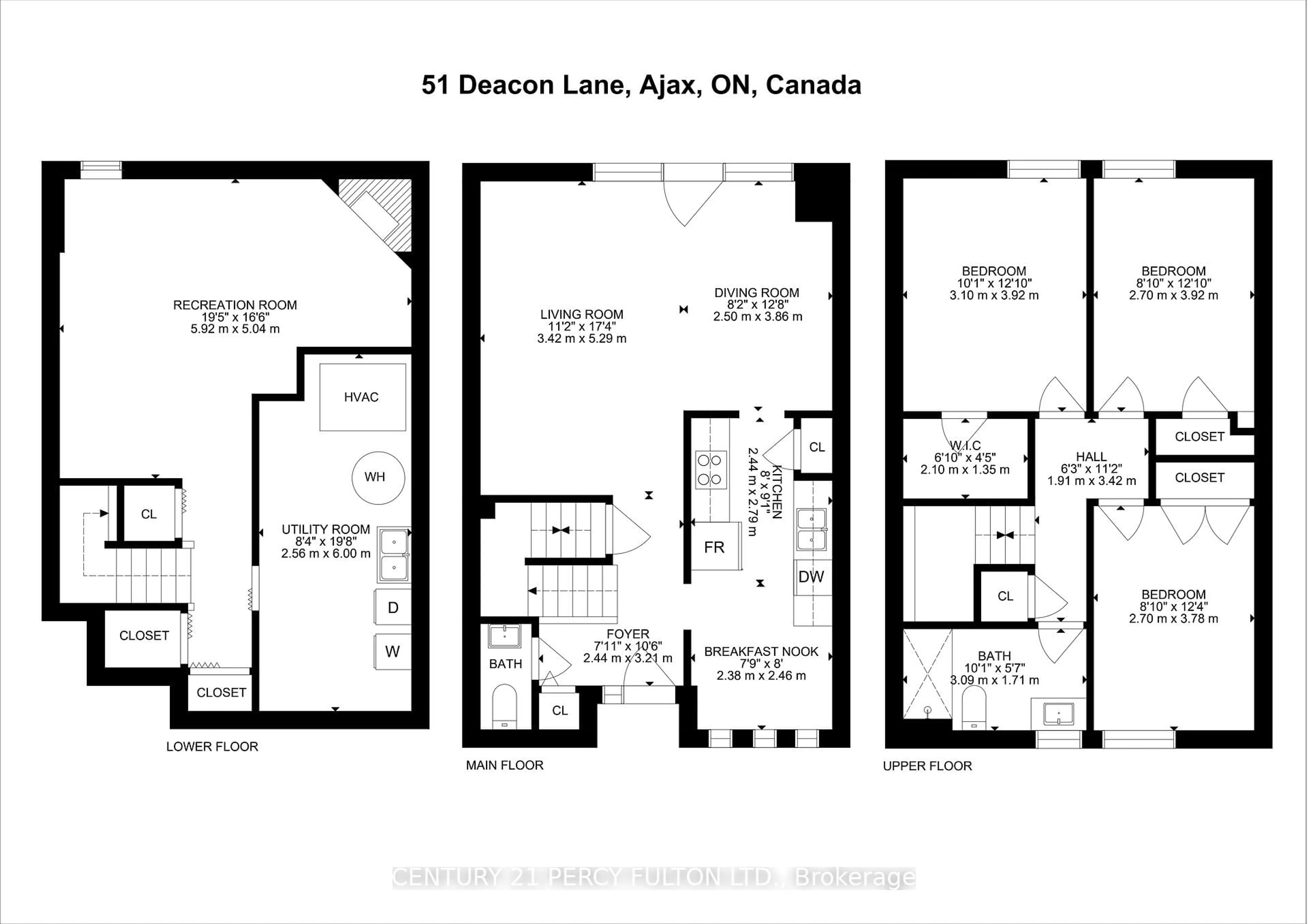 Floor plan for 51 Deacon Lane #58, Ajax Ontario L1S 2T2