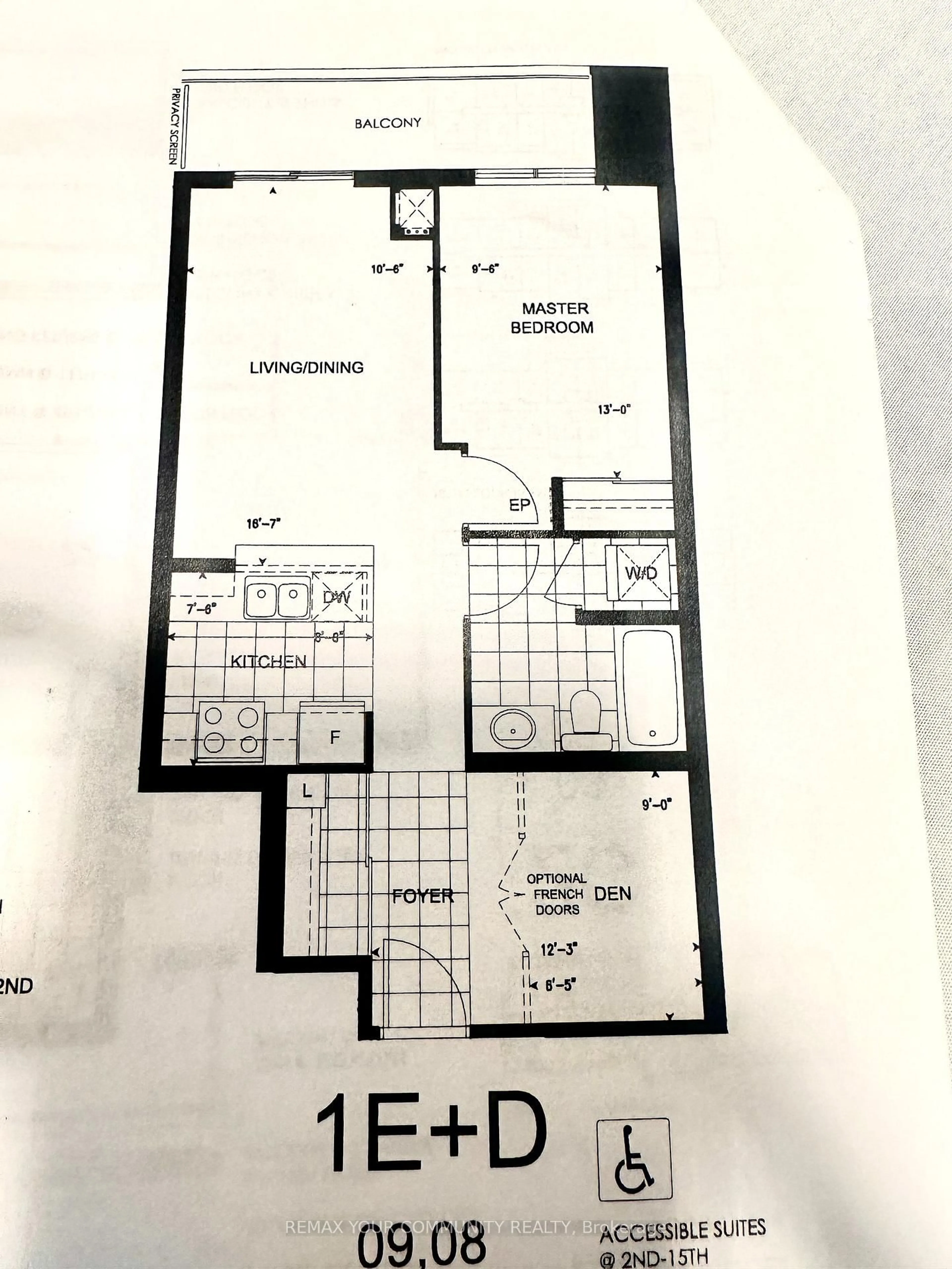 Floor plan for 1346 Danforth Rd #909, Toronto Ontario M1J 0A9