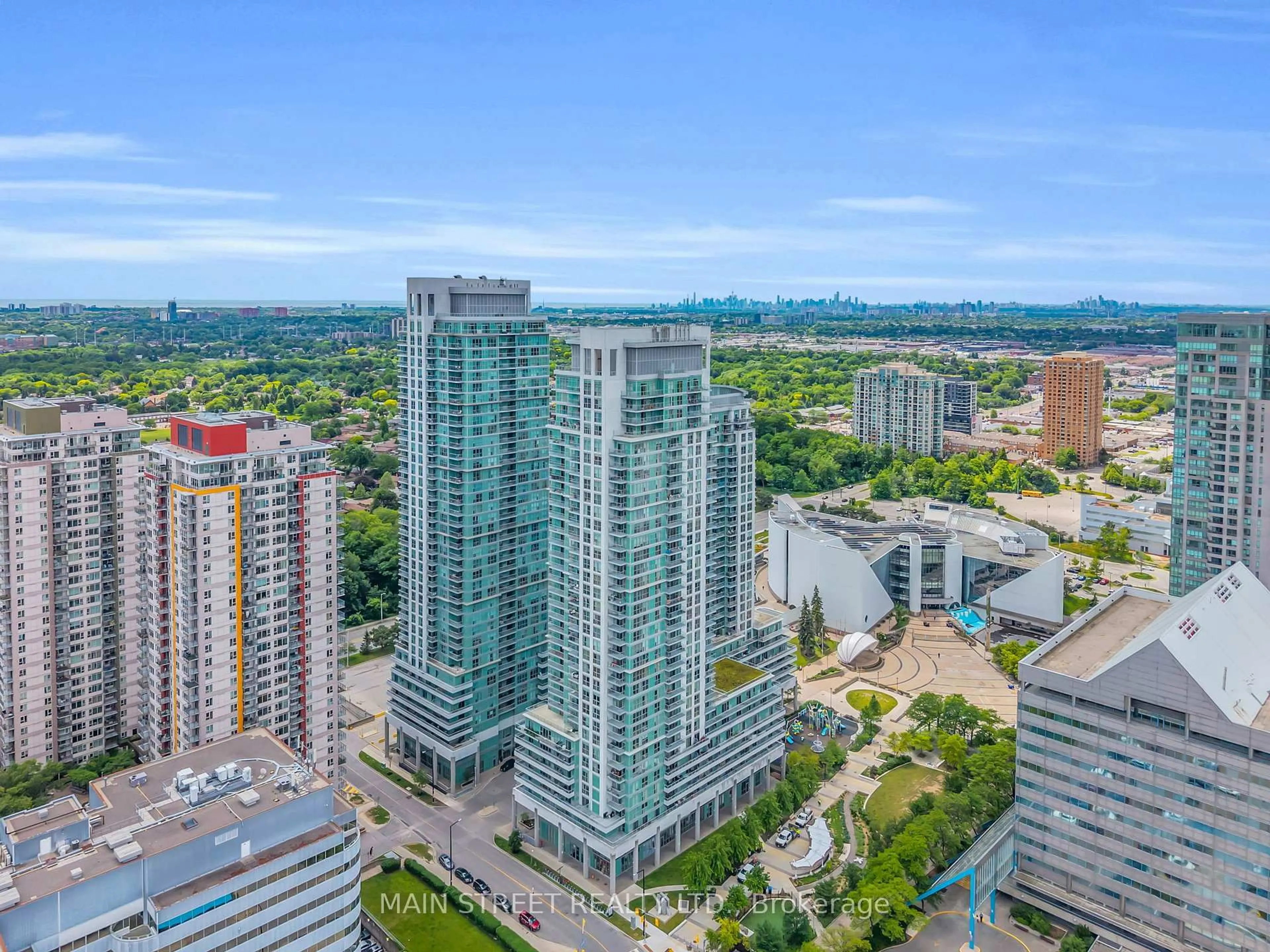 A pic from outside/outdoor area/front of a property/back of a property/a pic from drone, city buildings view from balcony for 70 Town Centre Crt #3303, Toronto Ontario M1P 0B2