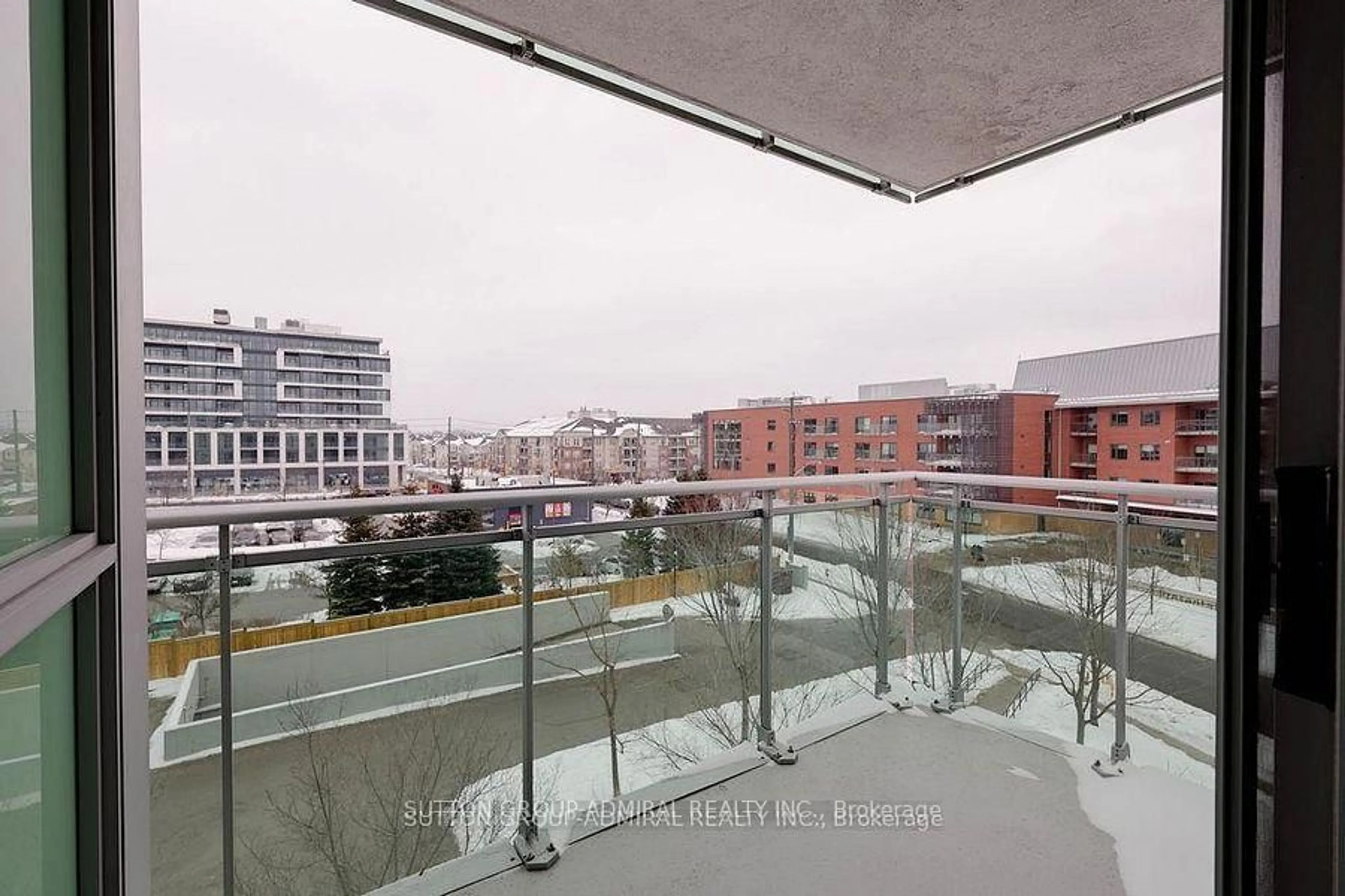 Balcony in the apartment, city buildings view from balcony for 60 Fairfax Cres #409, Toronto Ontario M1L 0E1