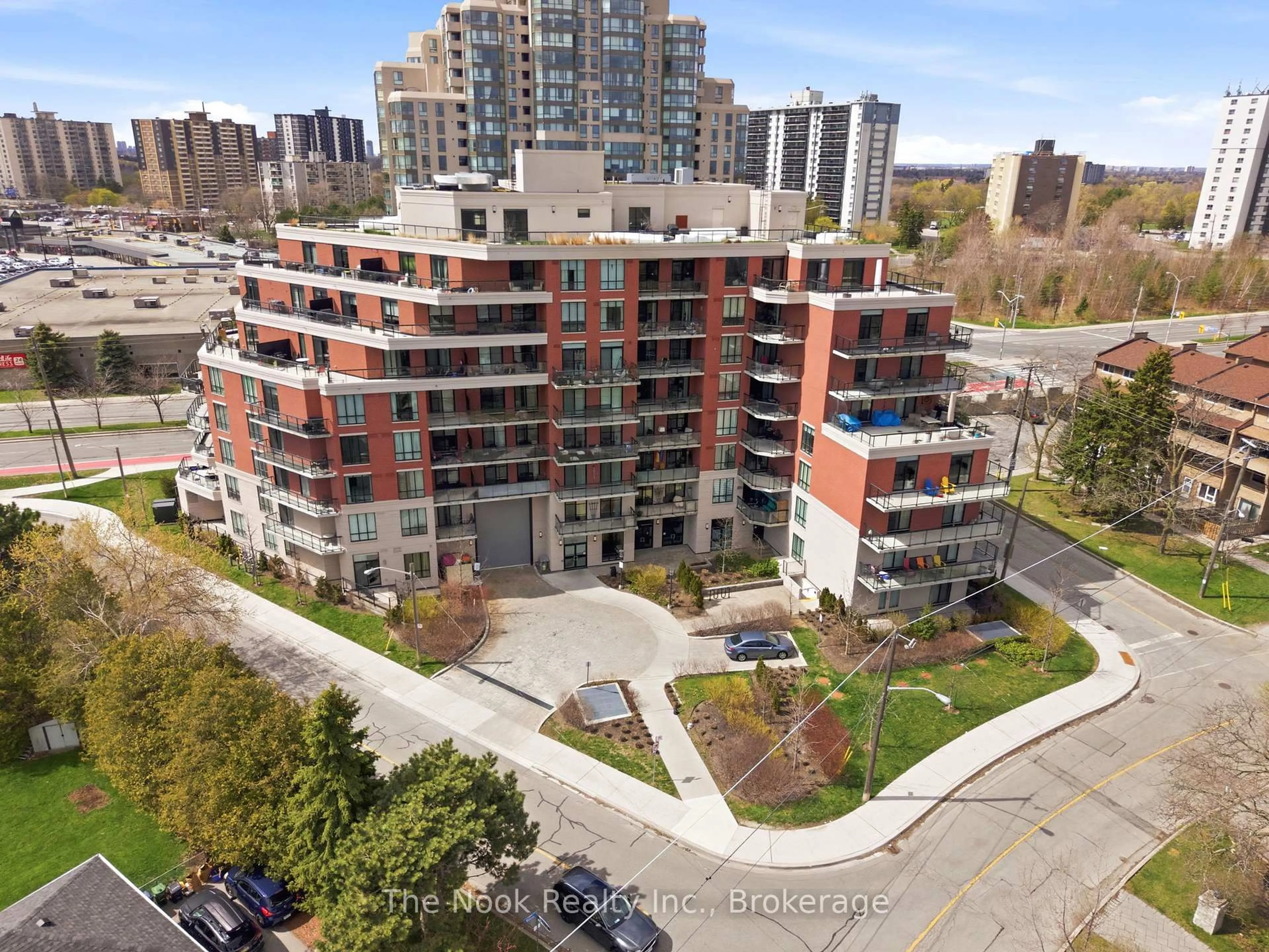 A pic from outside/outdoor area/front of a property/back of a property/a pic from drone, city buildings view from balcony for 3655 Kingston Rd #609, Toronto Ontario M1M 1S2