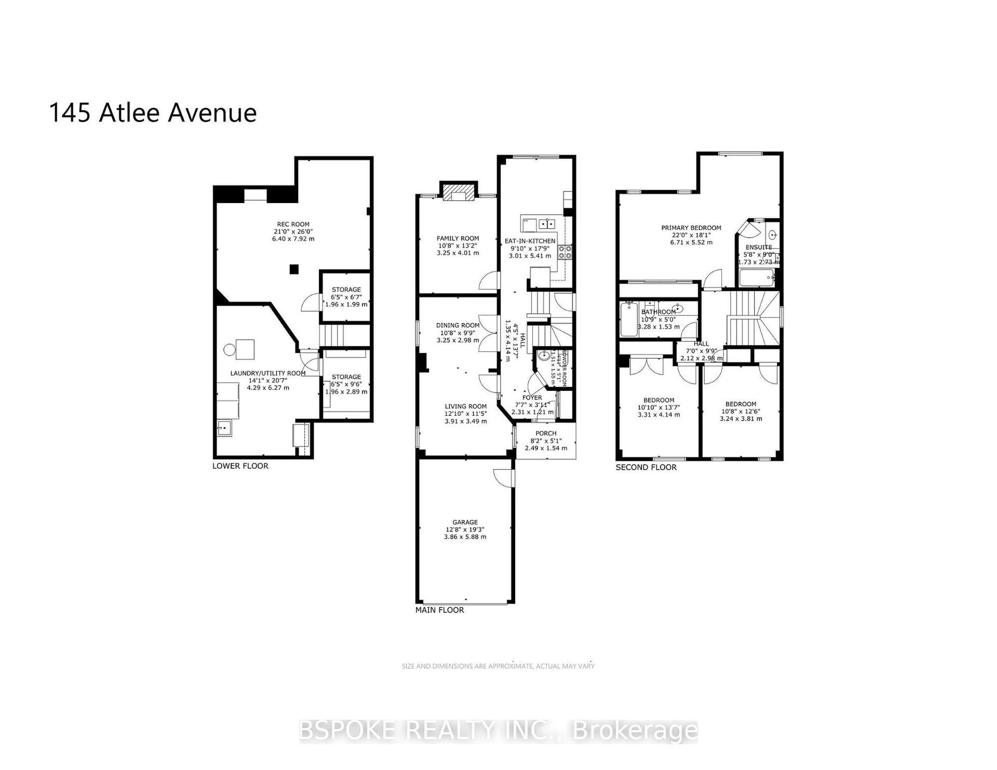 Floor plan for 145 Atlee Ave, Toronto Ontario M1N 4C7