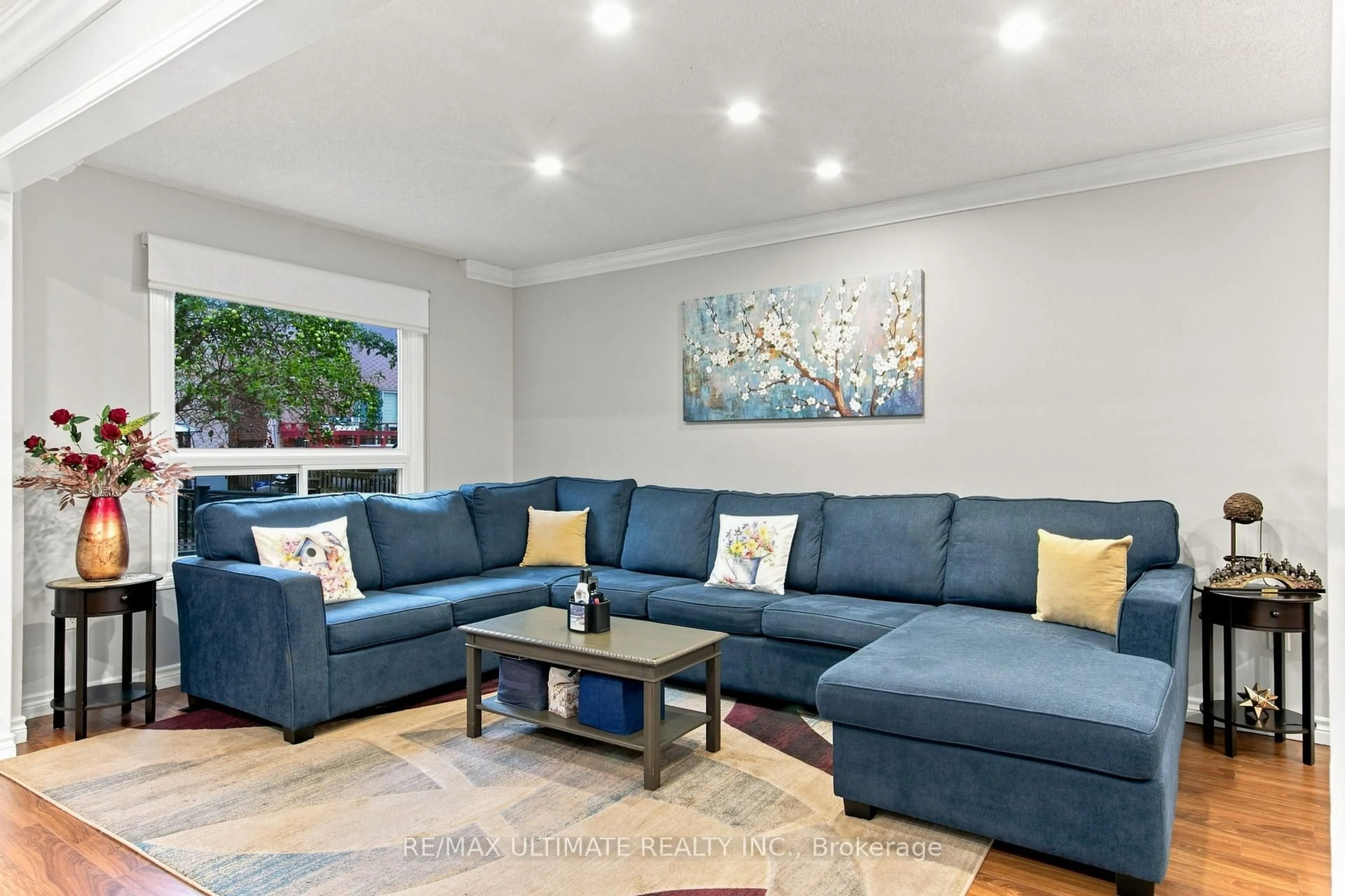Living room with furniture, ceramic/tile floor for 73 Cluett Dr, Ajax Ontario L1S 7G3
