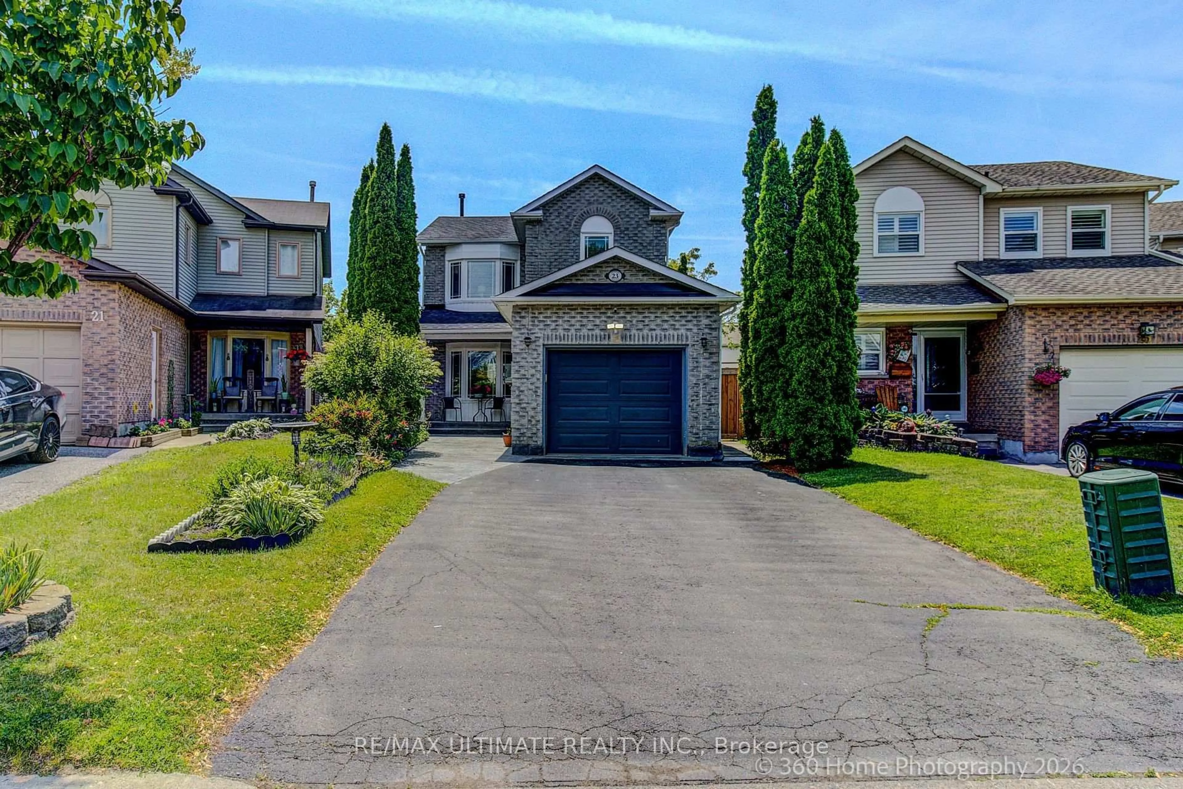 A pic from outside/outdoor area/front of a property/back of a property/a pic from drone, street for 23 Windham Cres, Clarington Ontario L1E 1Y7