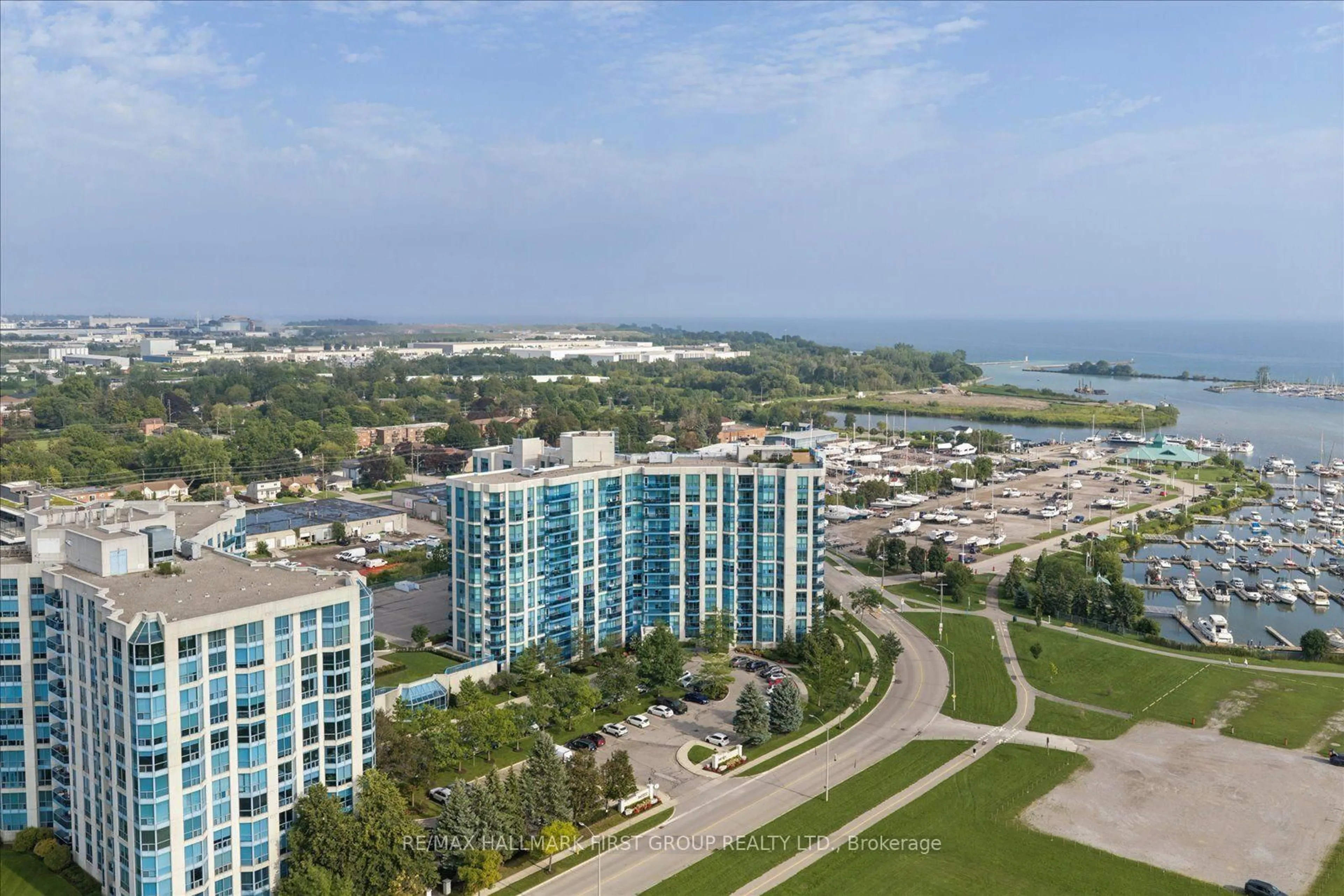 A pic from outside/outdoor area/front of a property/back of a property/a pic from drone, water/lake/river/ocean view for 340 Watson St #312, Whitby Ontario L1N 9G2