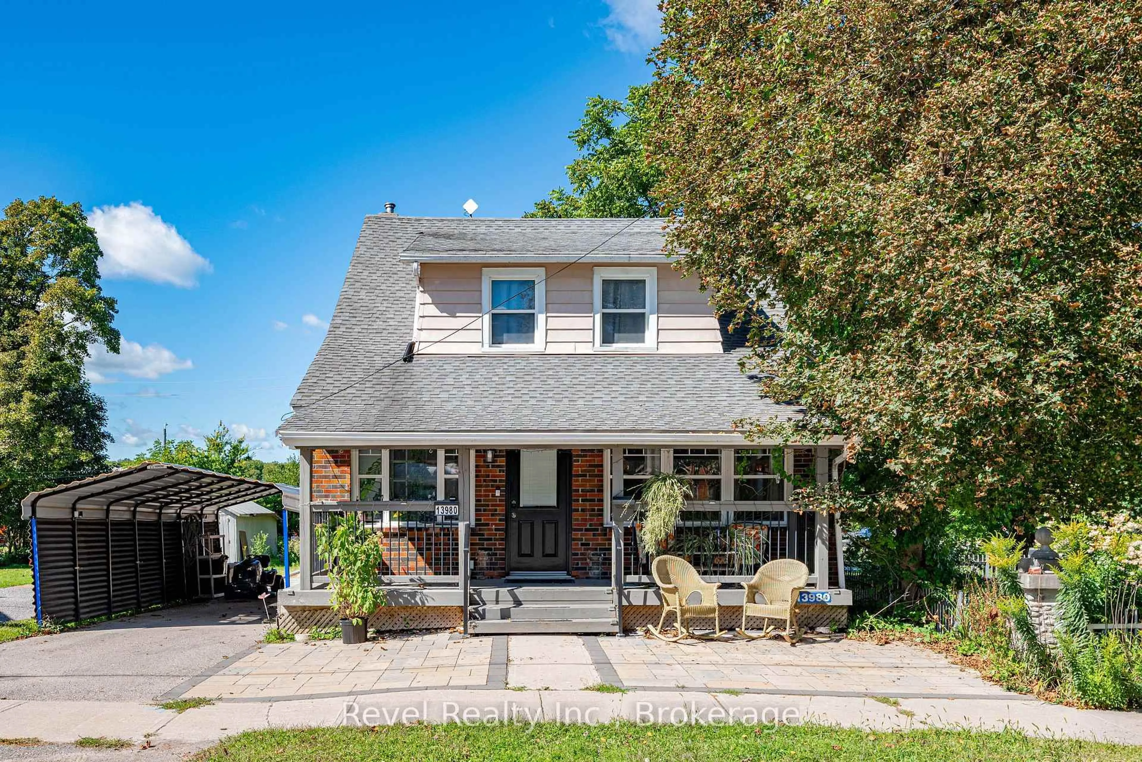 Home with vinyl exterior material, street for 13980 Old Scugog Rd, Scugog Ontario L0B 1B0