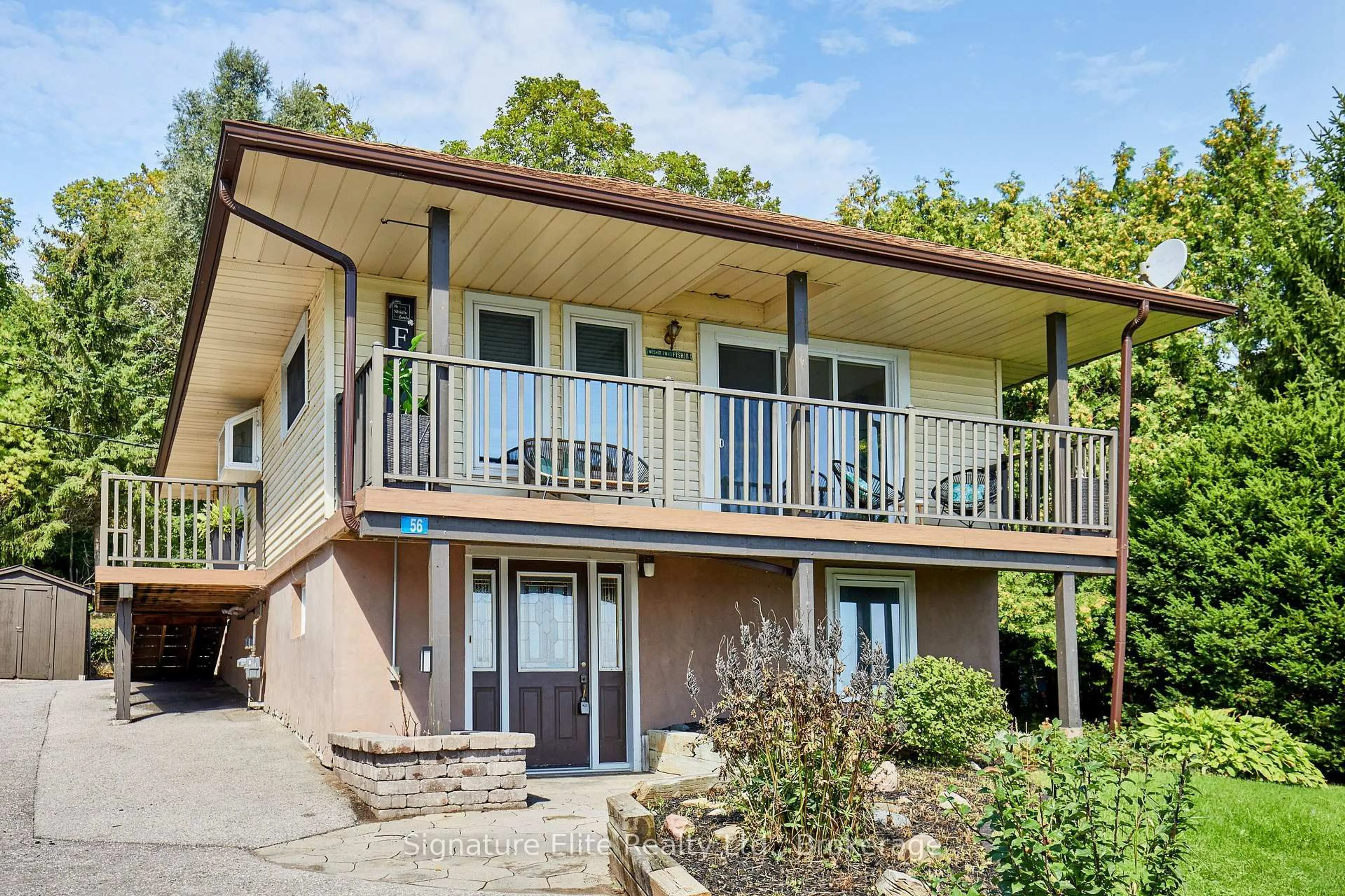 A pic from outside/outdoor area/front of a property/back of a property/a pic from drone, unknown for 56 Pine Point Lane, Scugog Ontario L9L 1B4
