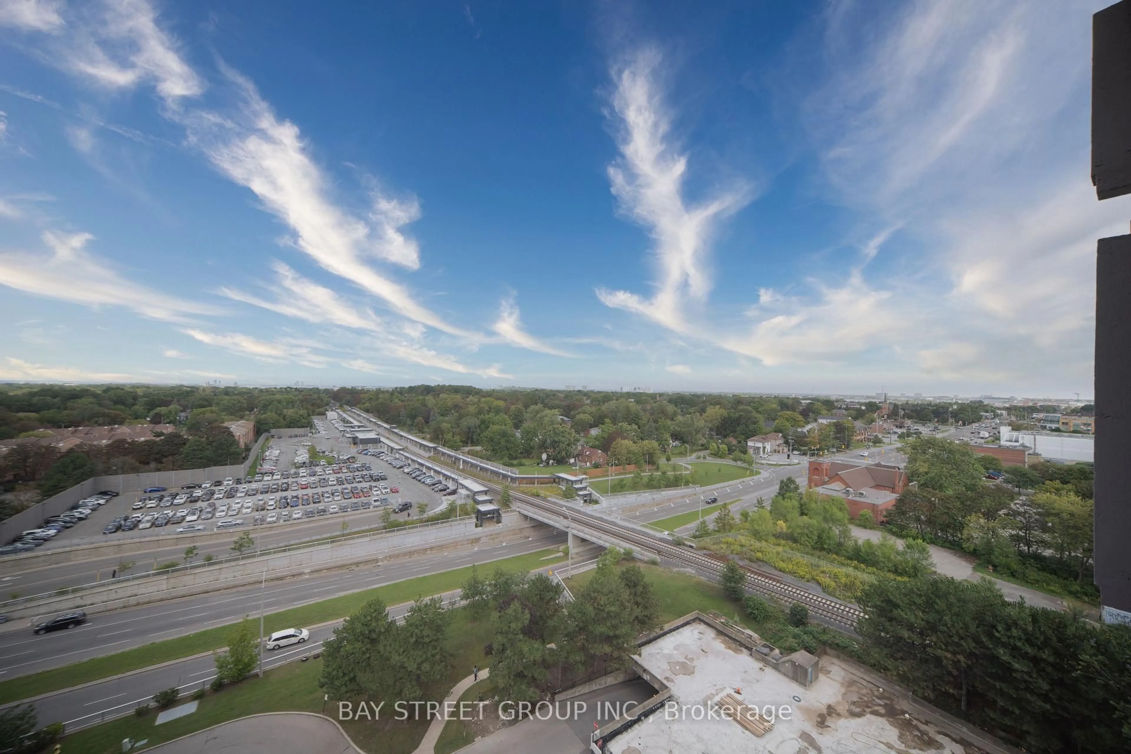 A pic from outside/outdoor area/front of a property/back of a property/a pic from drone, city buildings view from balcony for 4101 Sheppard Ave #1401, Toronto Ontario M1S 3H3