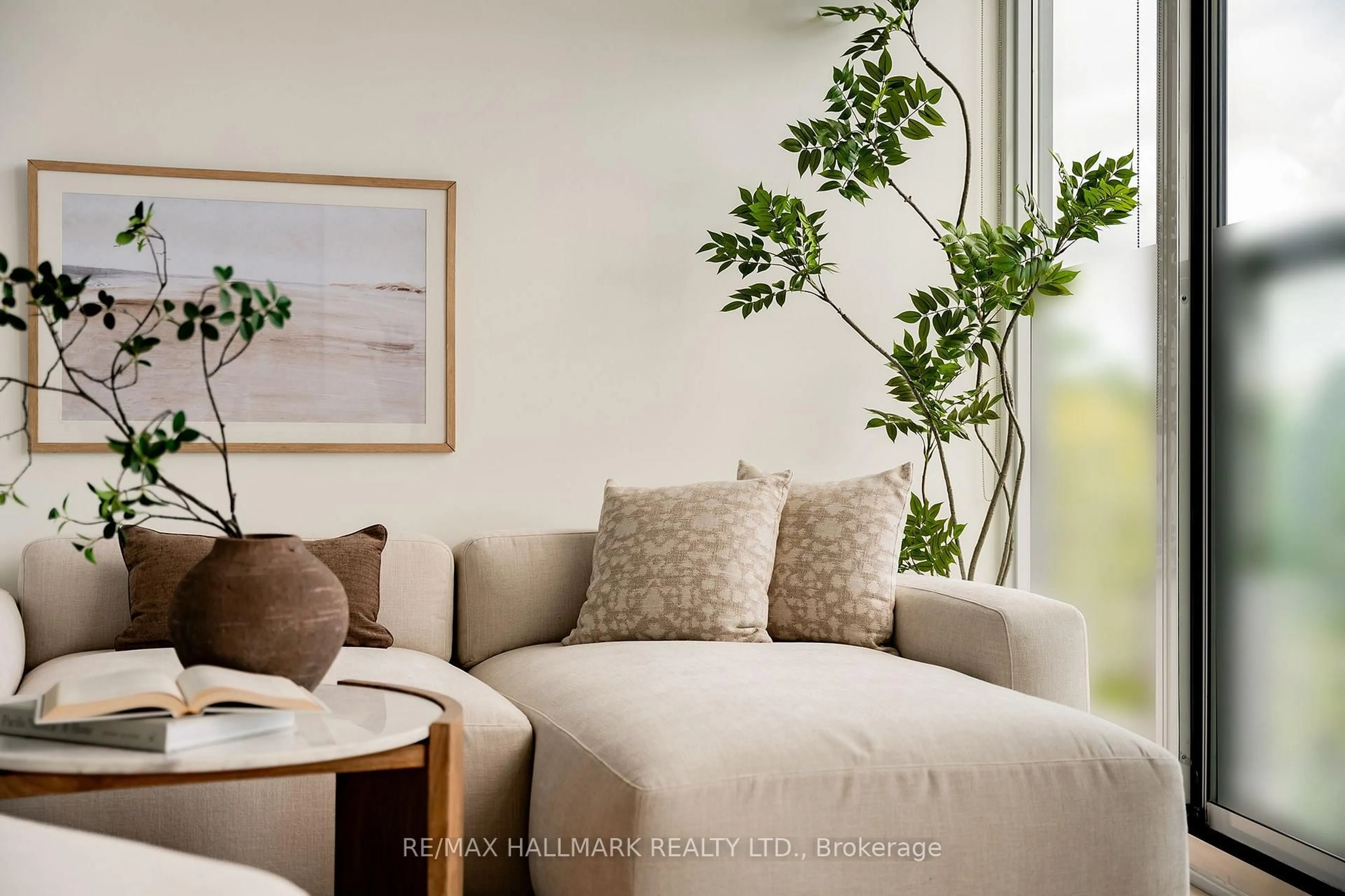 Living room with furniture, unknown for 60 Haslett Ave #404, Toronto Ontario M4L 0A9