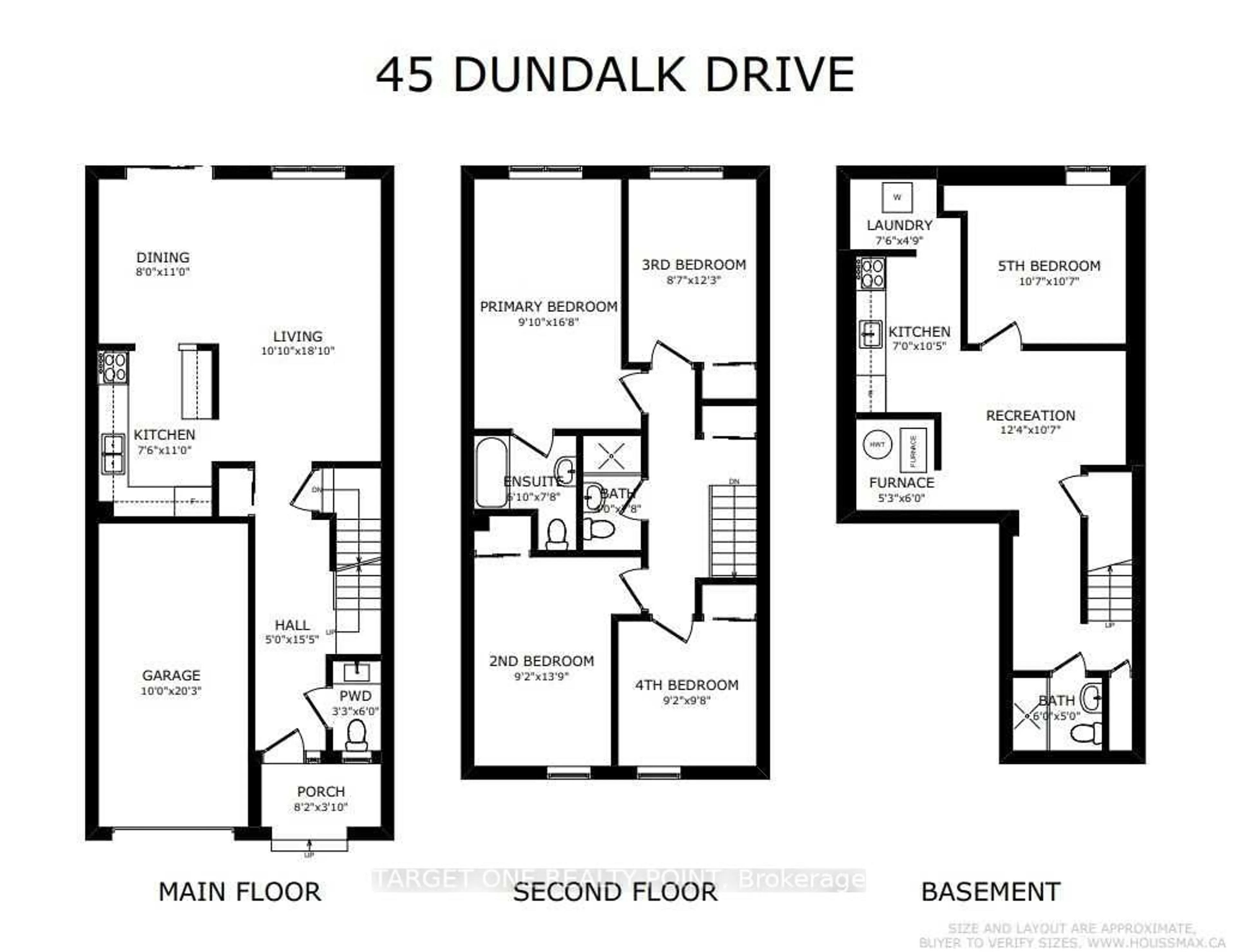 Floor plan for 45 Dundalk Dr, Toronto Ontario M1P 4V1