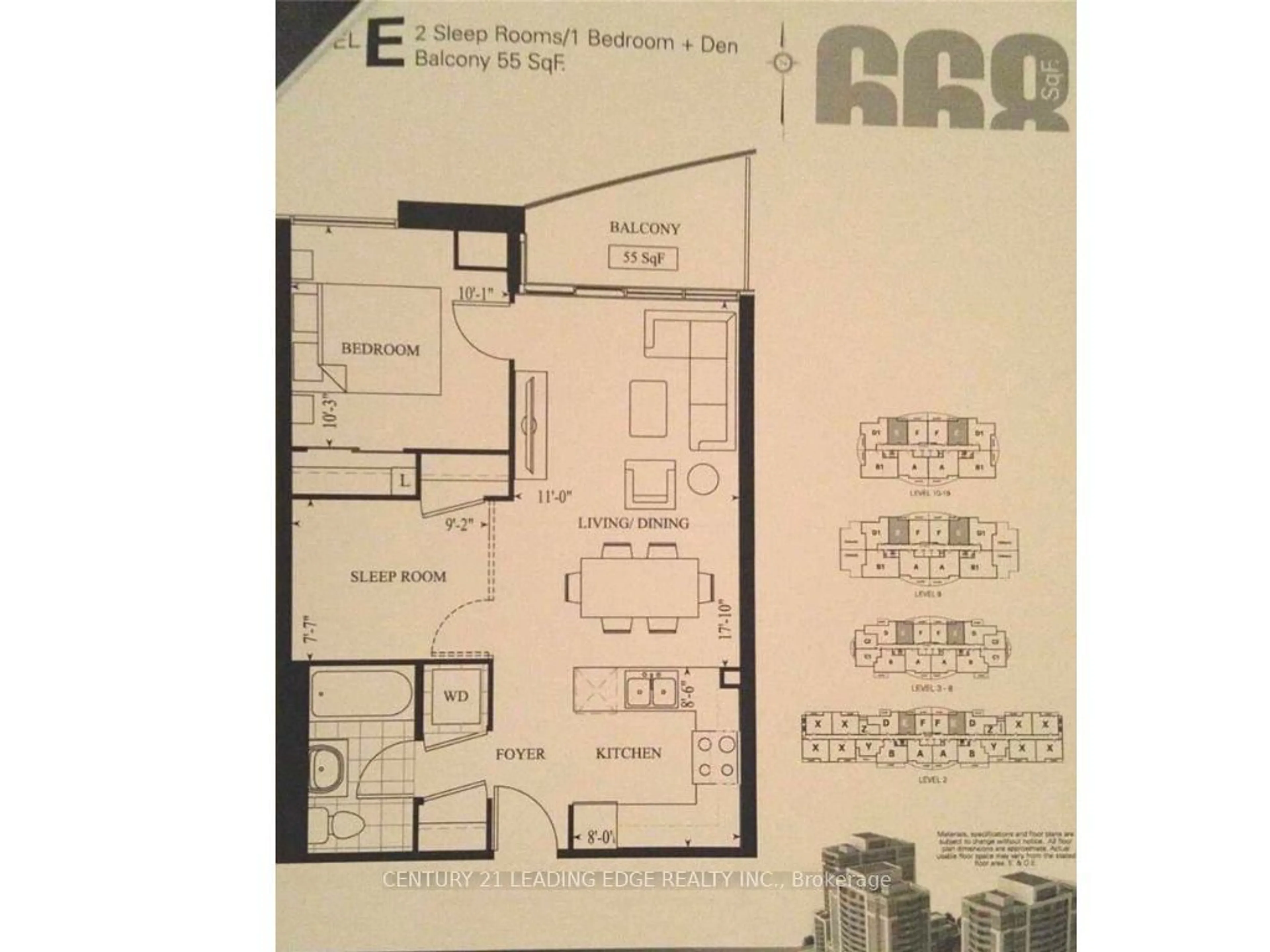 Floor plan for 1328 Birchmount Rd #509, Toronto Ontario M1R 0B6