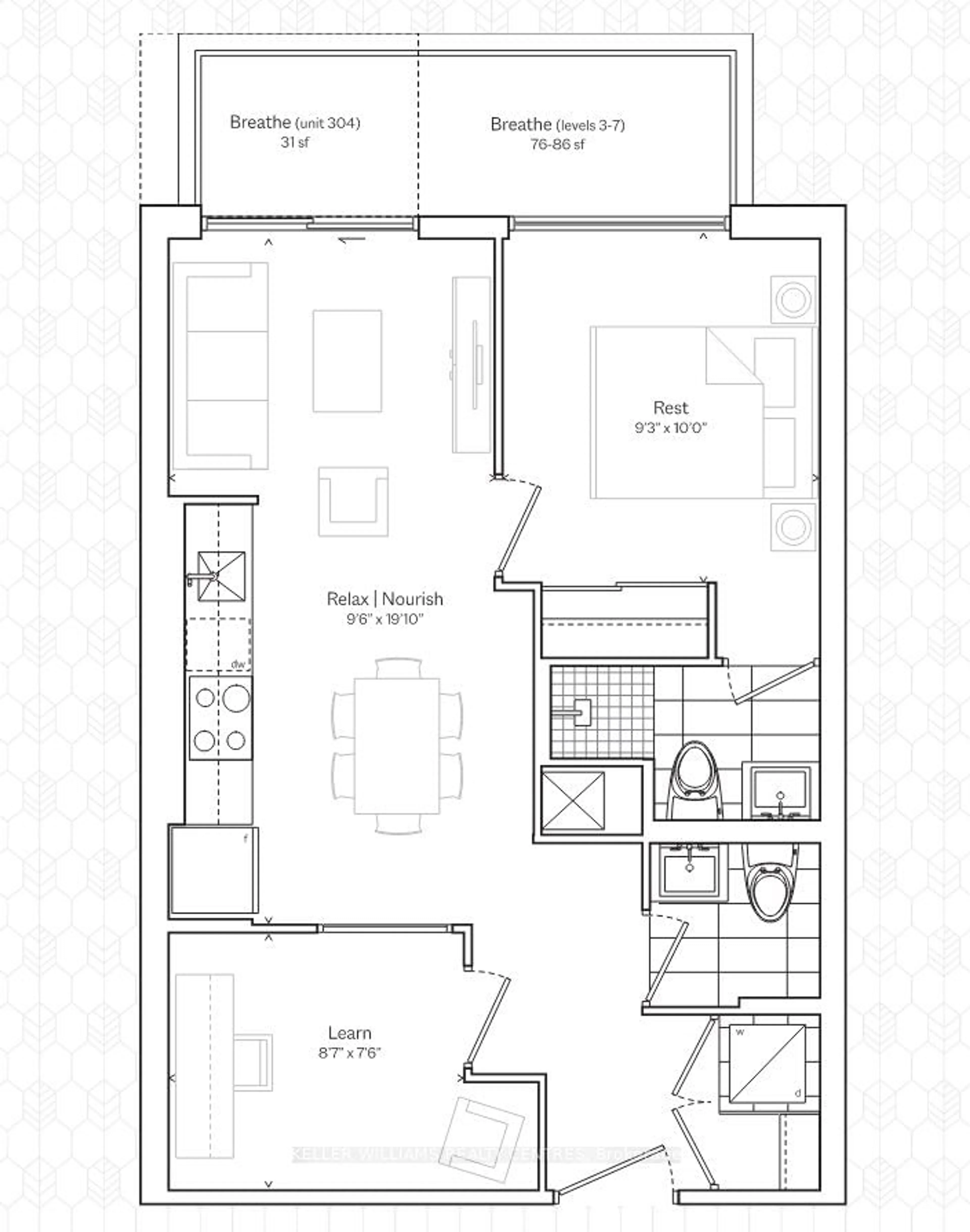 Floor plan for 1350 Ellesmere Rd #303, Toronto Ontario M1P 2X9