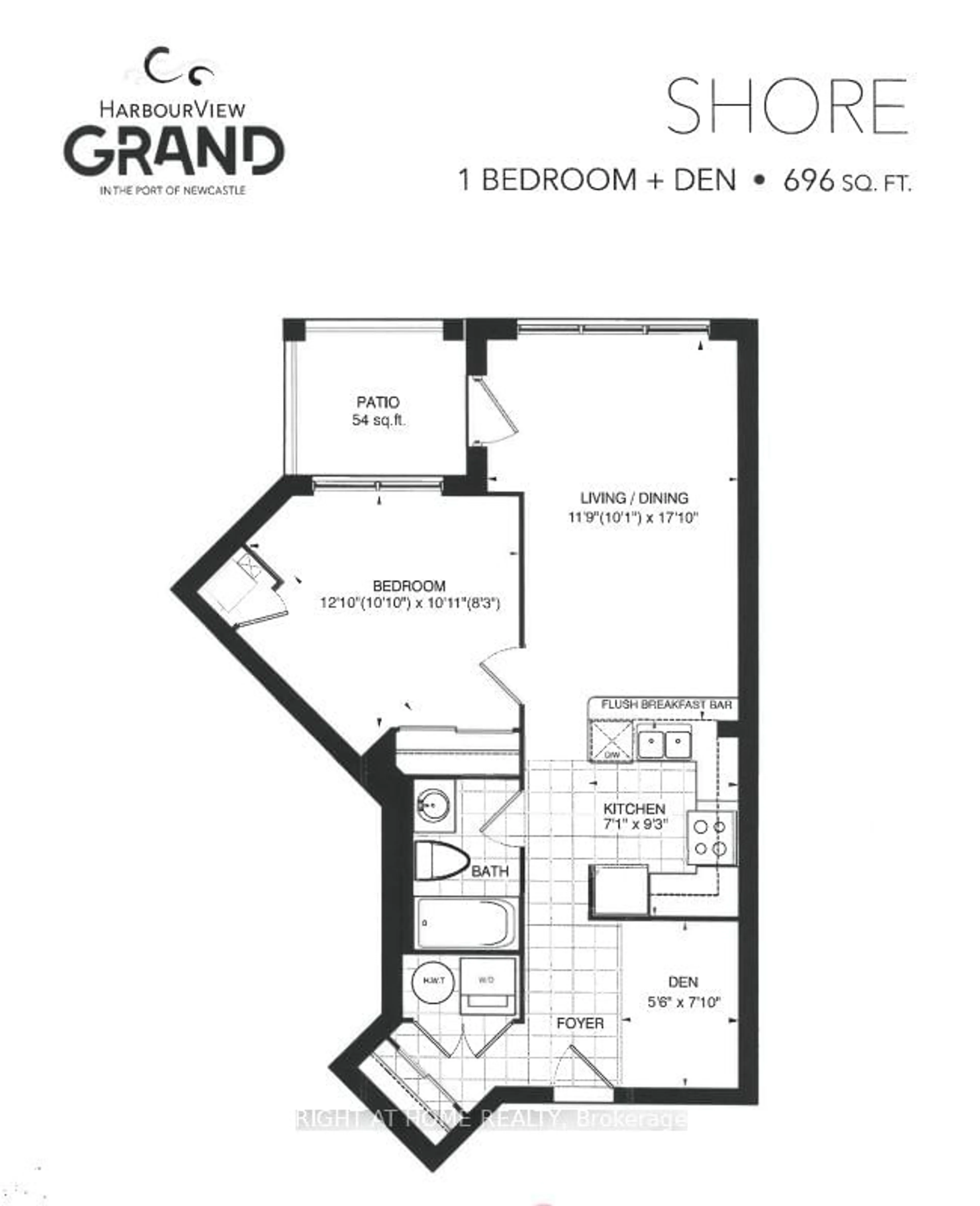 Floor plan for 50 Lakebreeze Dr #109, Clarington Ontario L1B 0V9