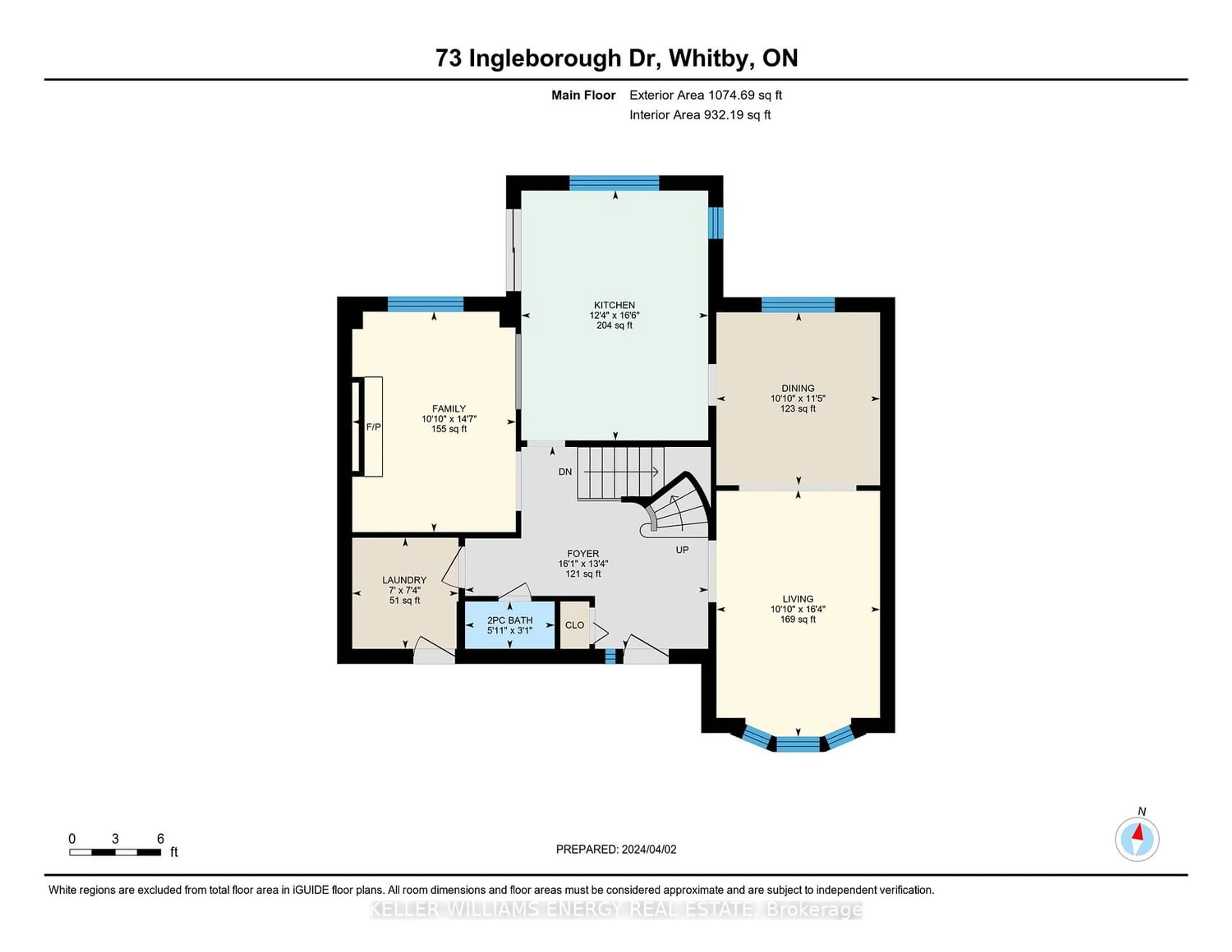 Floor plan for 73 Ingleborough Dr, Whitby Ontario L1N 8J4