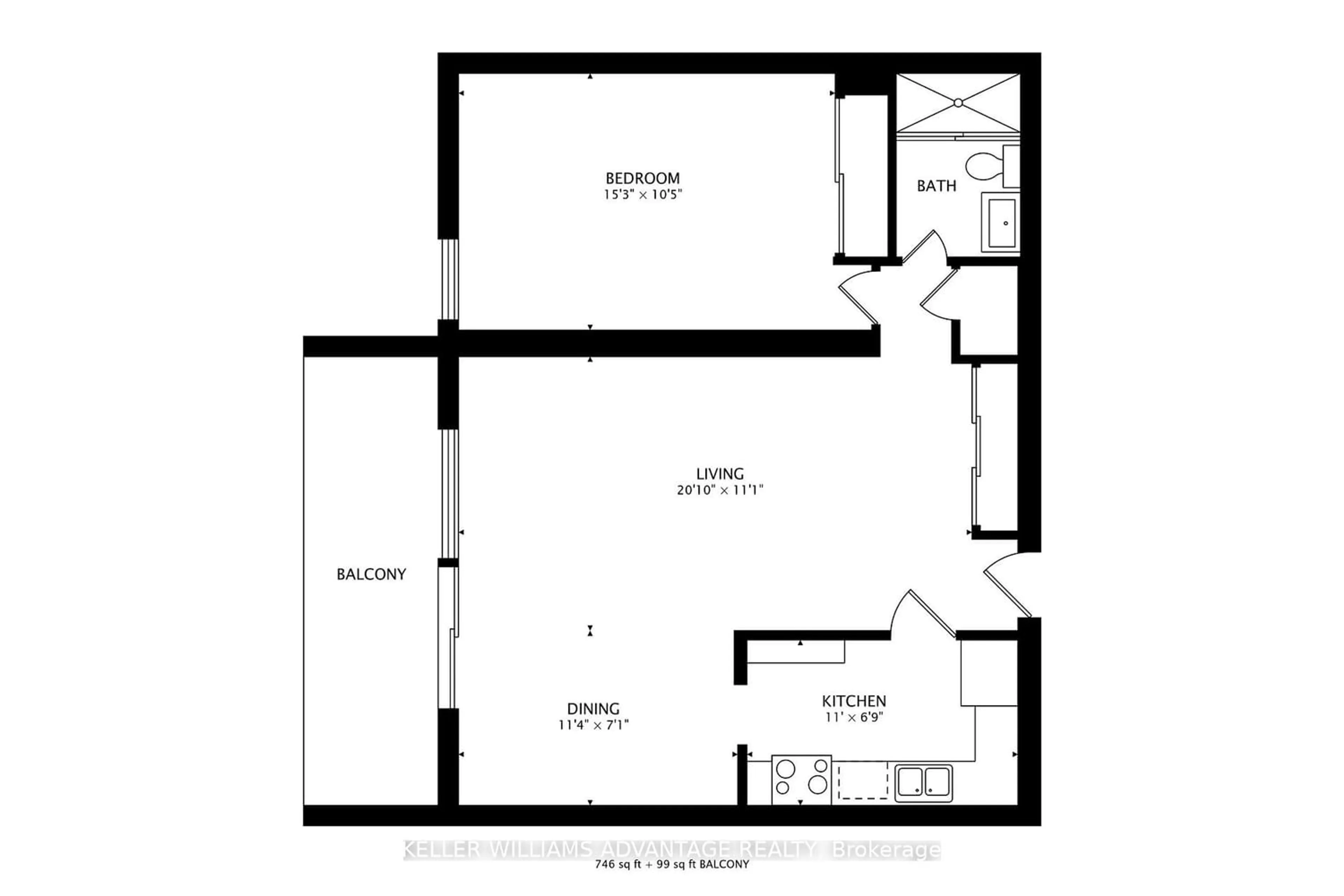 Floor plan for 1 Massey Sq #312, Toronto Ontario M4C 5L4