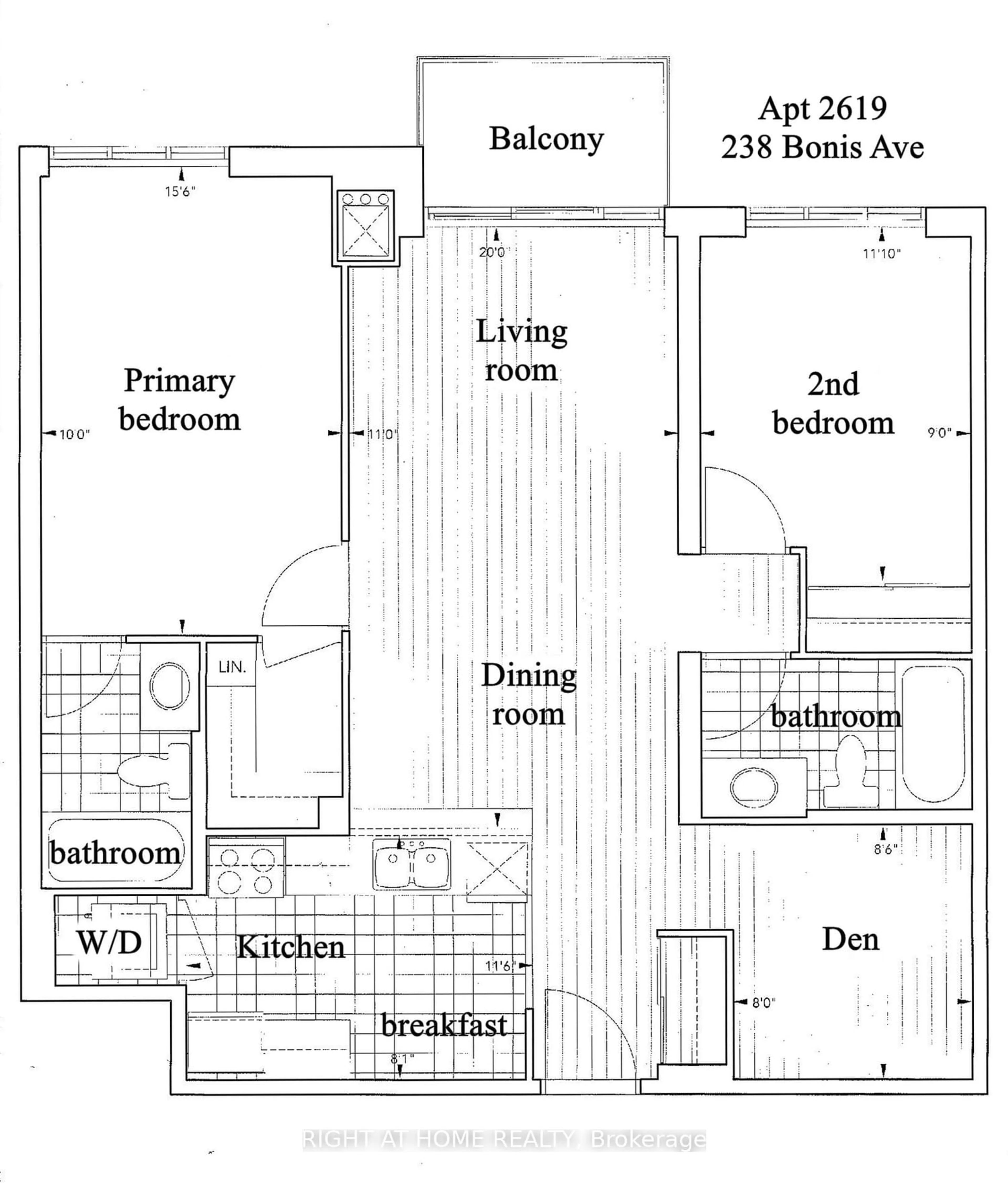 Floor plan for 238 Bonis Ave #2619, Toronto Ontario M1T 3W7