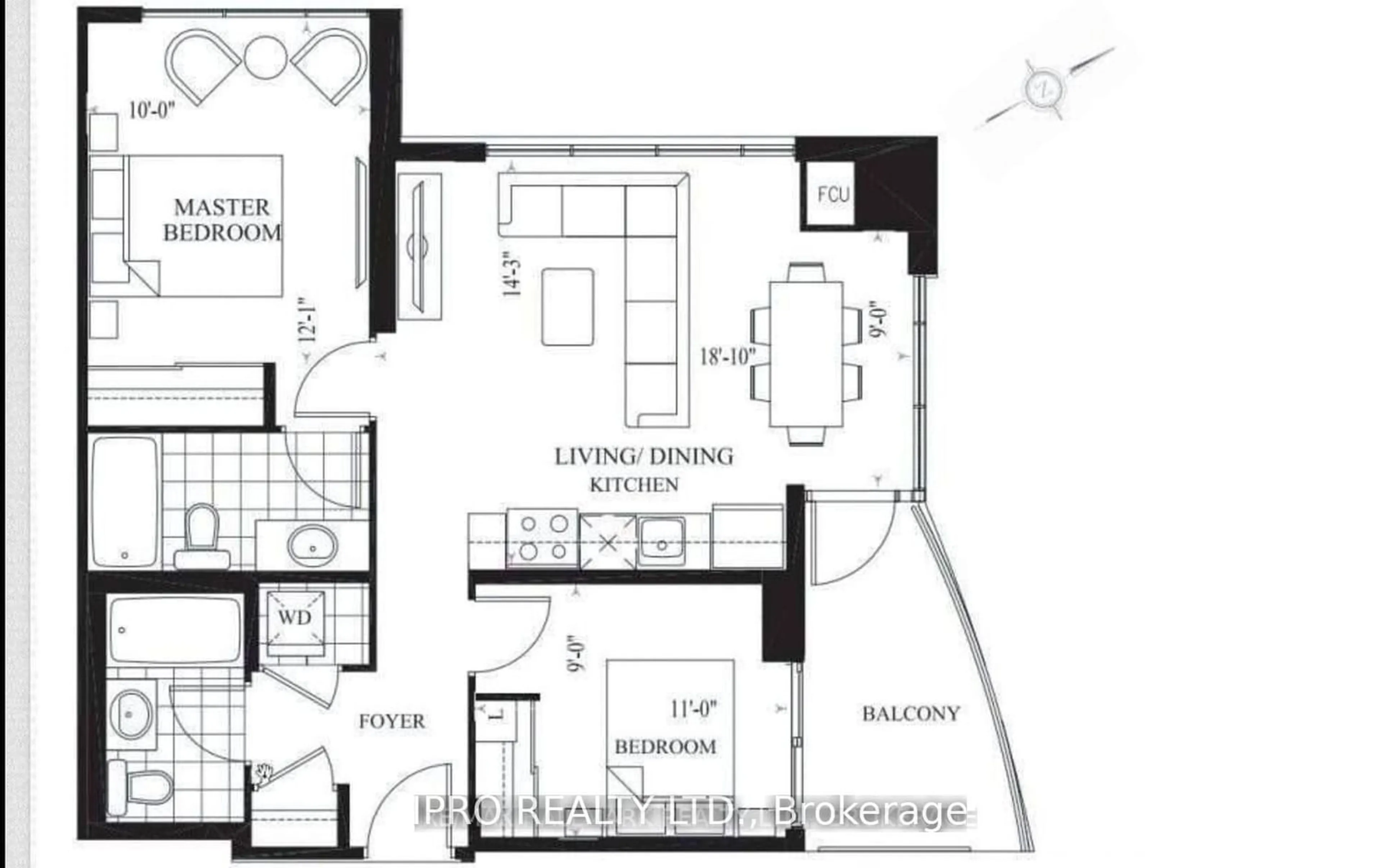 Floor plan for 2150 Lawrence Ave #1609, Toronto Ontario M1R 3A7