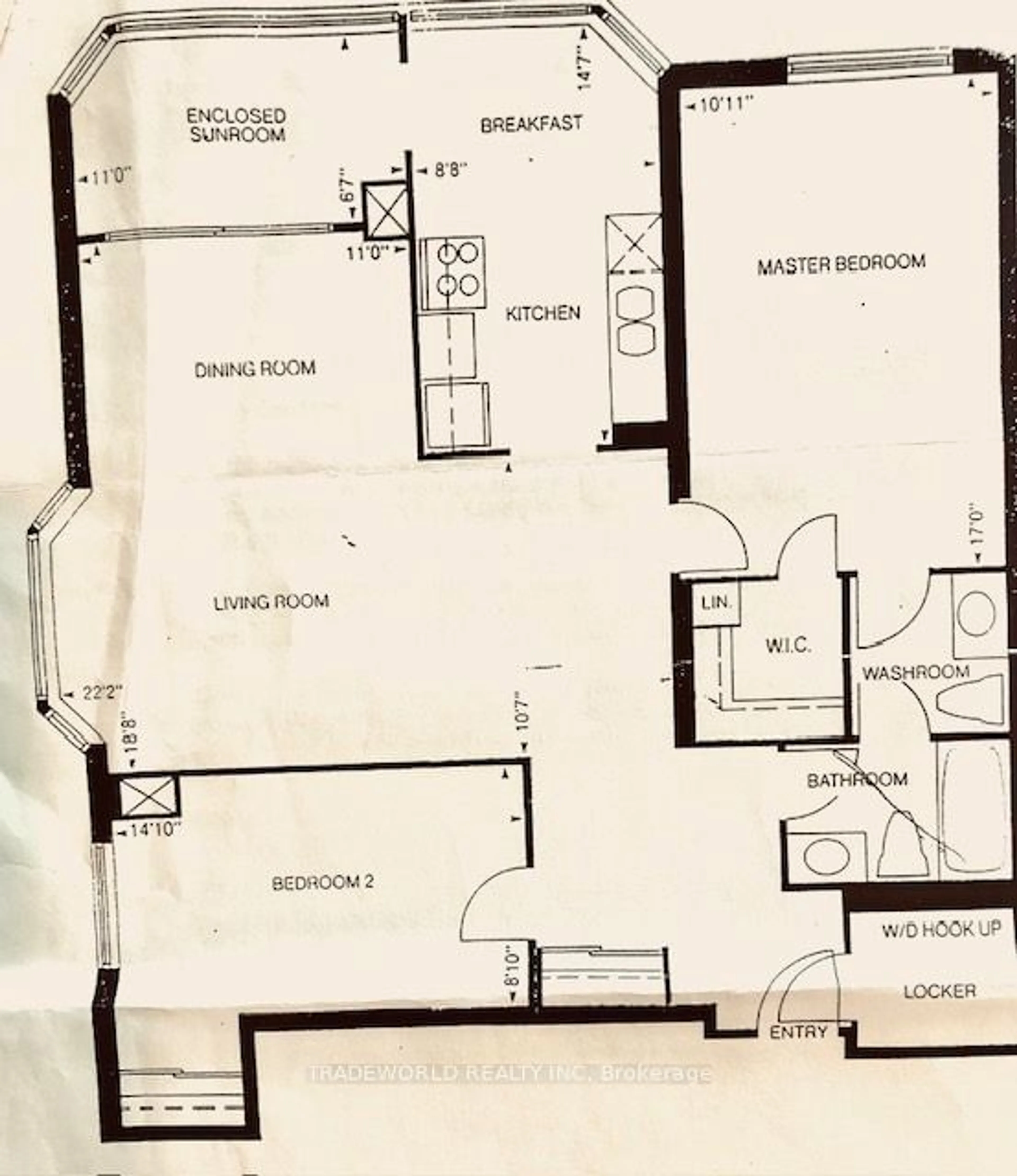 Floor plan for 55 Bamburgh Circ #711, Toronto Ontario M1W 3V4