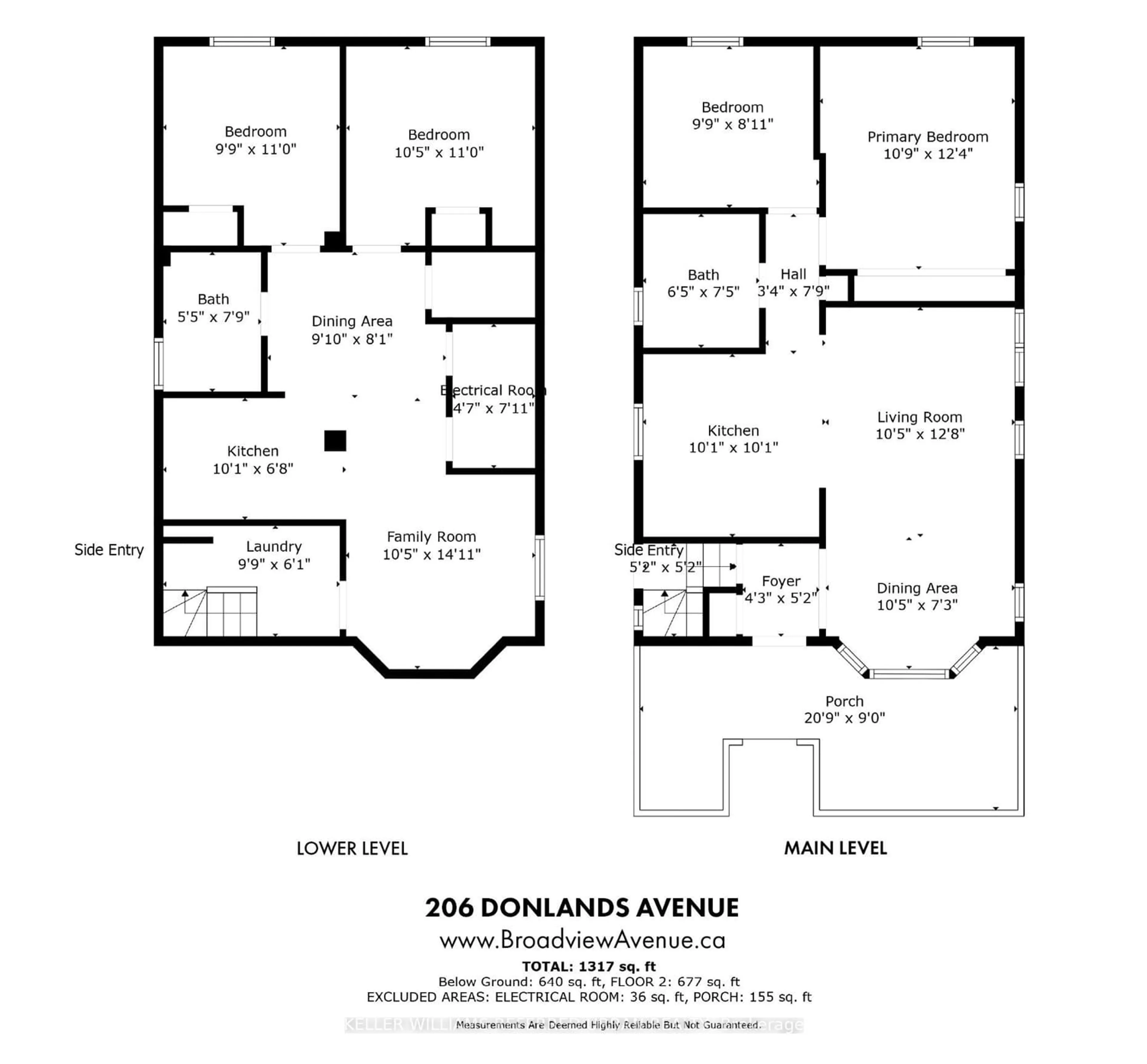 Floor plan for 206 Donlands Ave, Toronto Ontario M4J 3R1