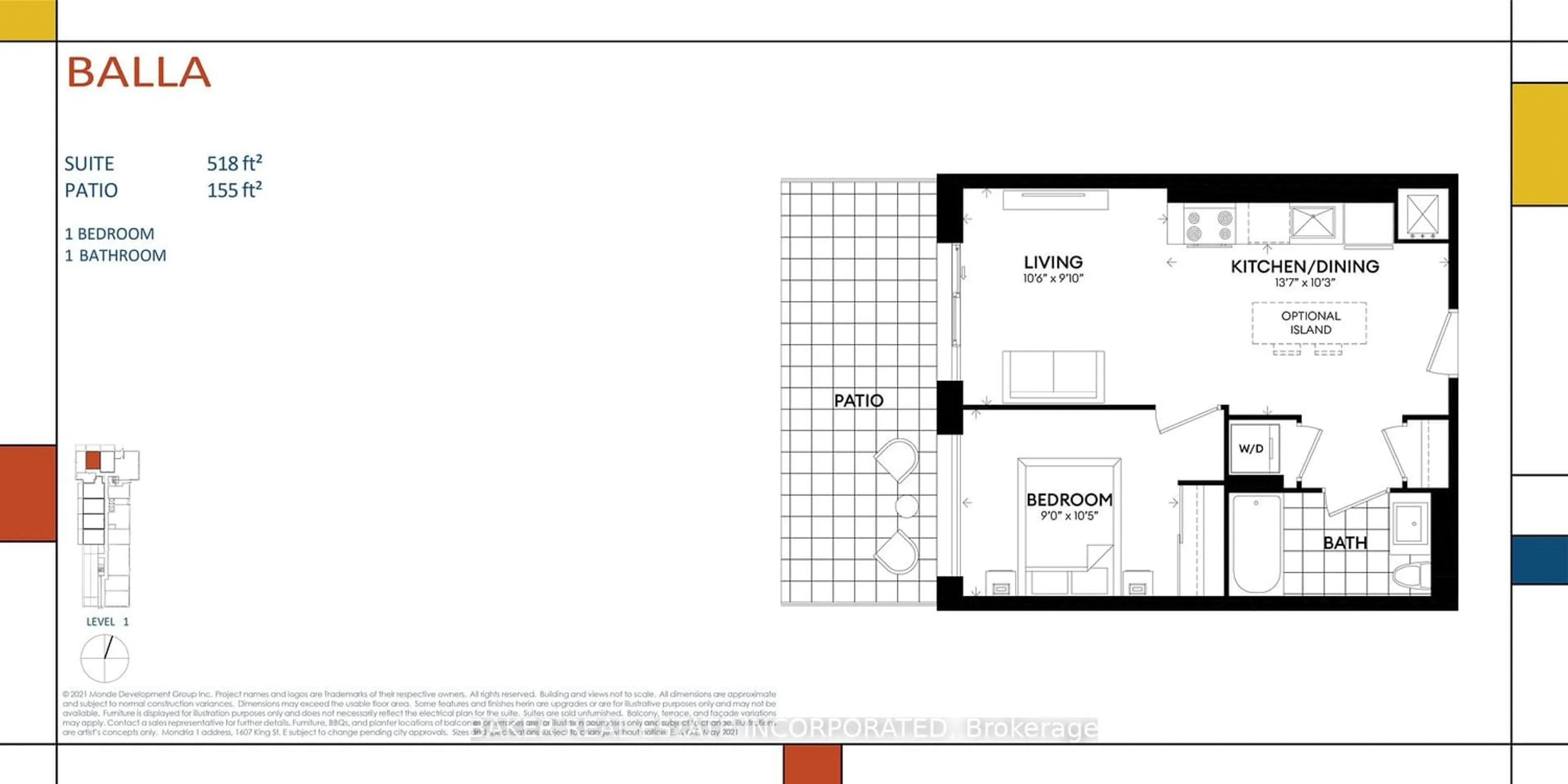 Floor plan for 1607 King St #105, Clarington Ontario L1E 2R7