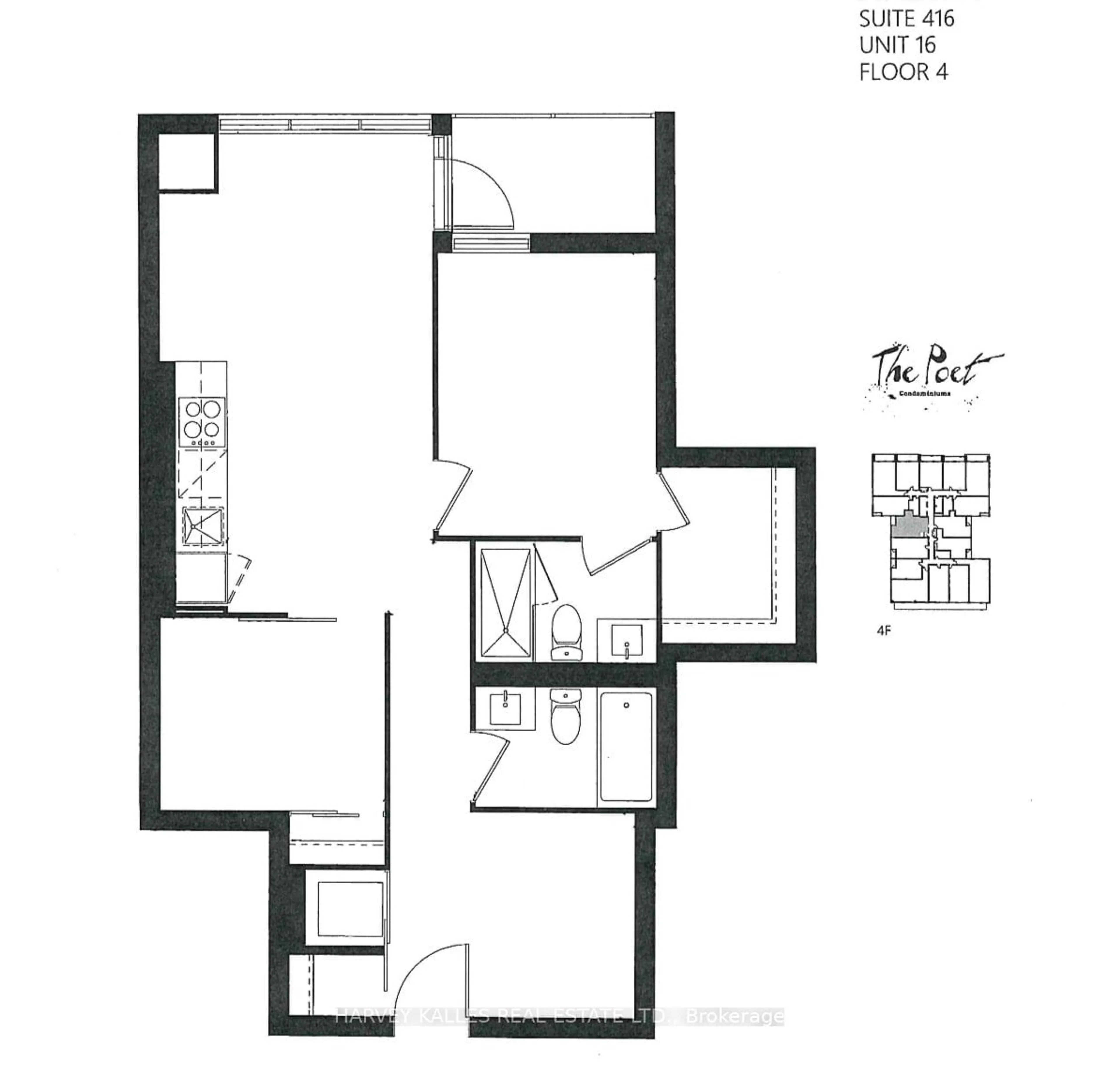 Floor plan for 1285 Queen St #416, Toronto Ontario M4L 1C2