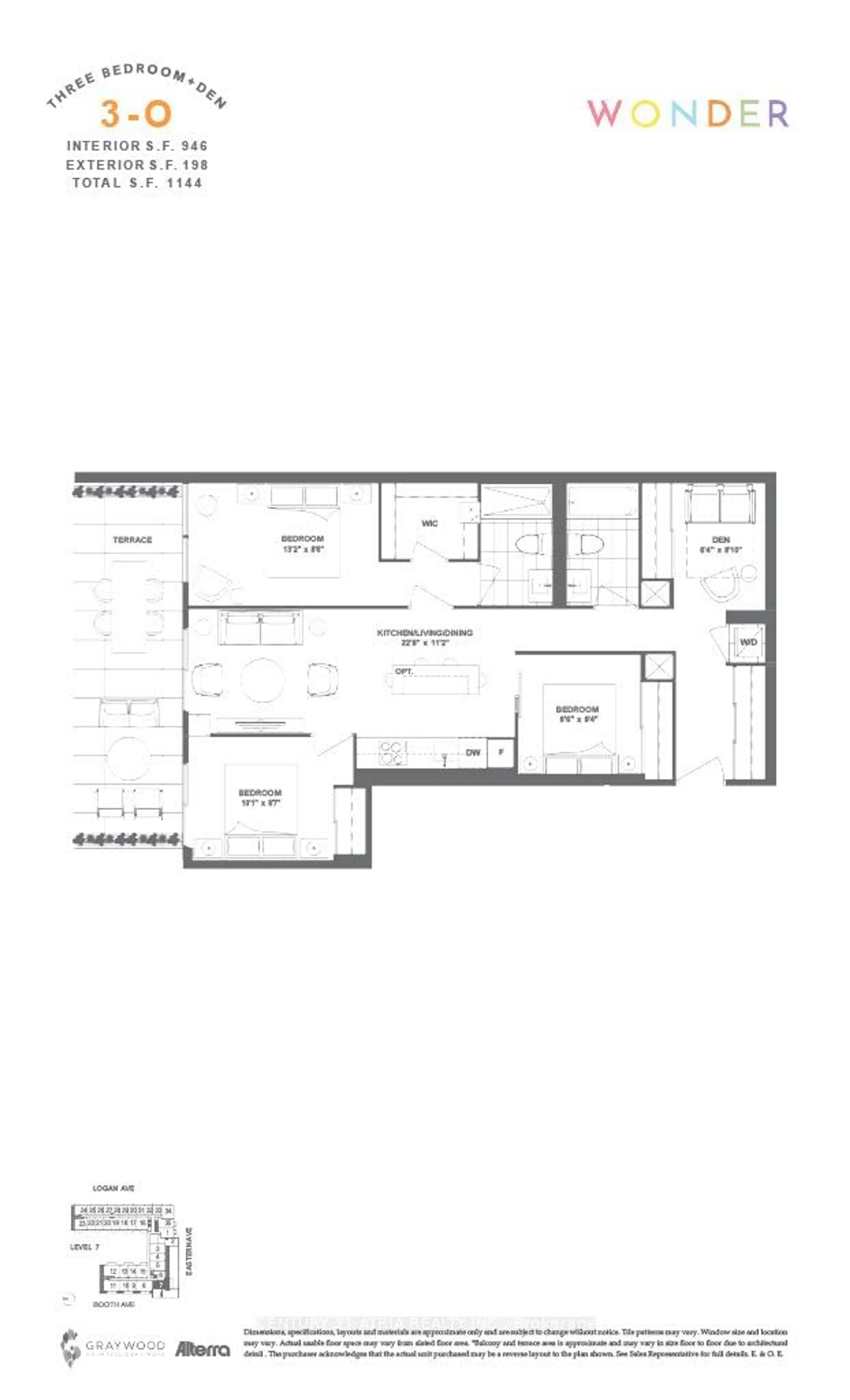 Floor plan for 150 Logan Ave #707, Toronto Ontario M4M 0E4
