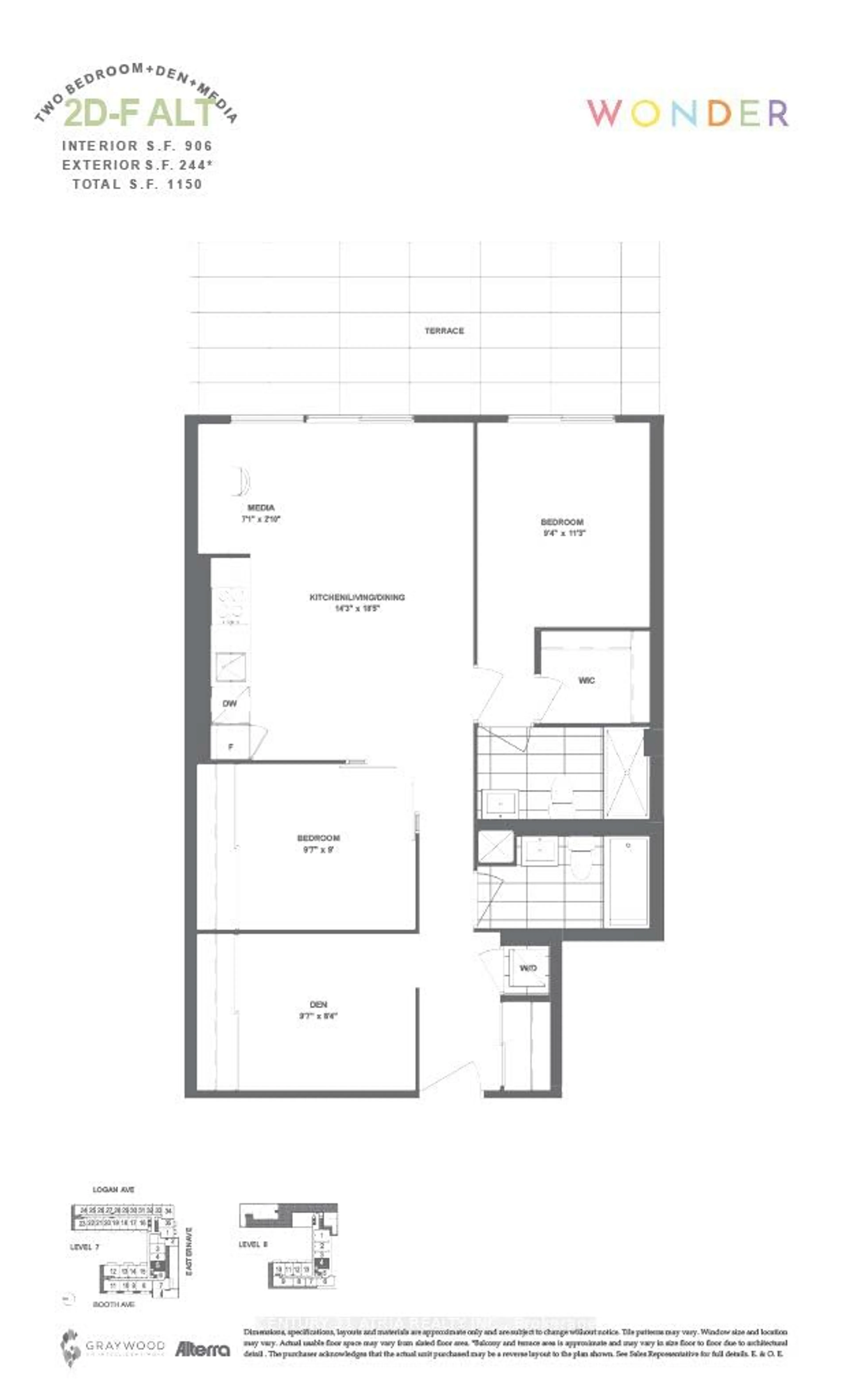 Floor plan for 150 Logan Ave #705, Toronto Ontario M4M 1C3